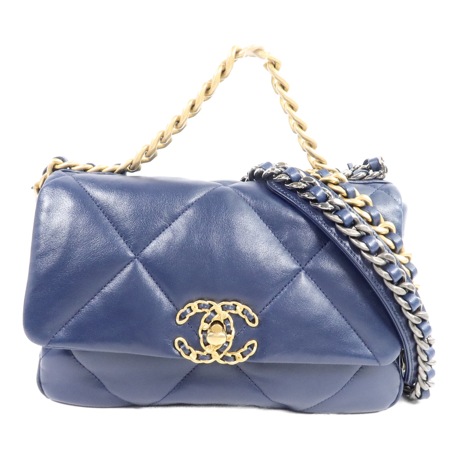 CHANEL 羊皮皮革Chanel 19 Small鏈帶手挽肩背兩用袋