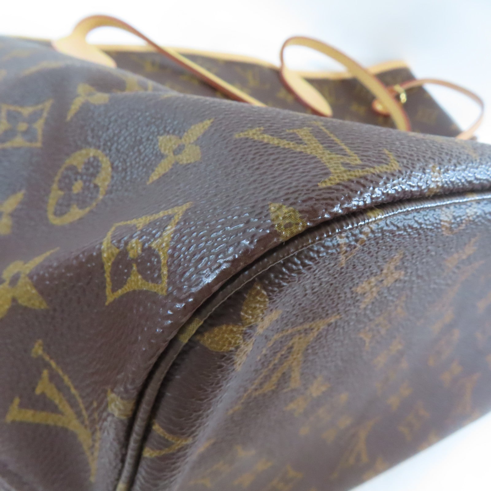LOUIS VUITTON Monogram Neverfull MM金扣手挽袋啡色