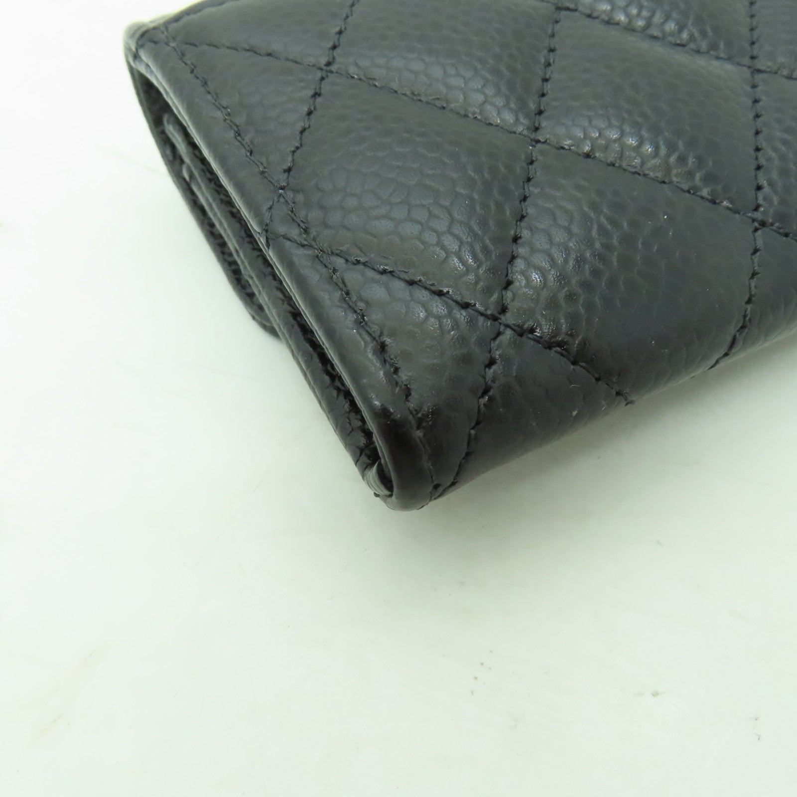 CHANEL 菱格牛皮皮革Card Case金扣卡片套黒色