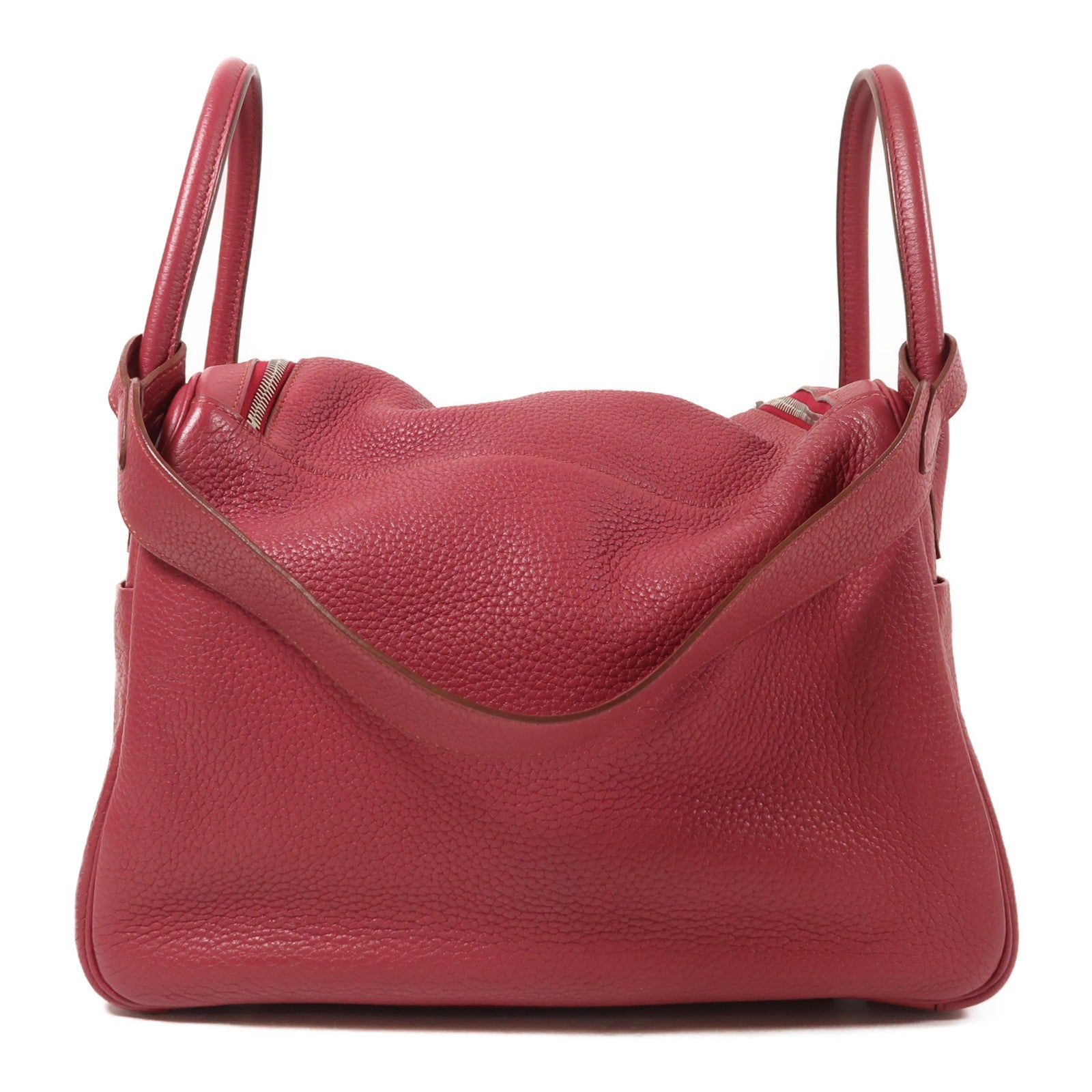 HERMES Clemence皮革Lindy 30銀扣手挽肩背兩用袋Rubis