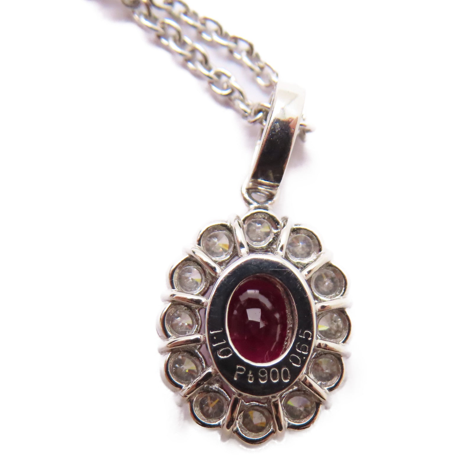 JEWELRY PT900鉑金Ruby/Diamond Necklace 1.10ct紅寶石/0.65ct鑽石項鍊紅色