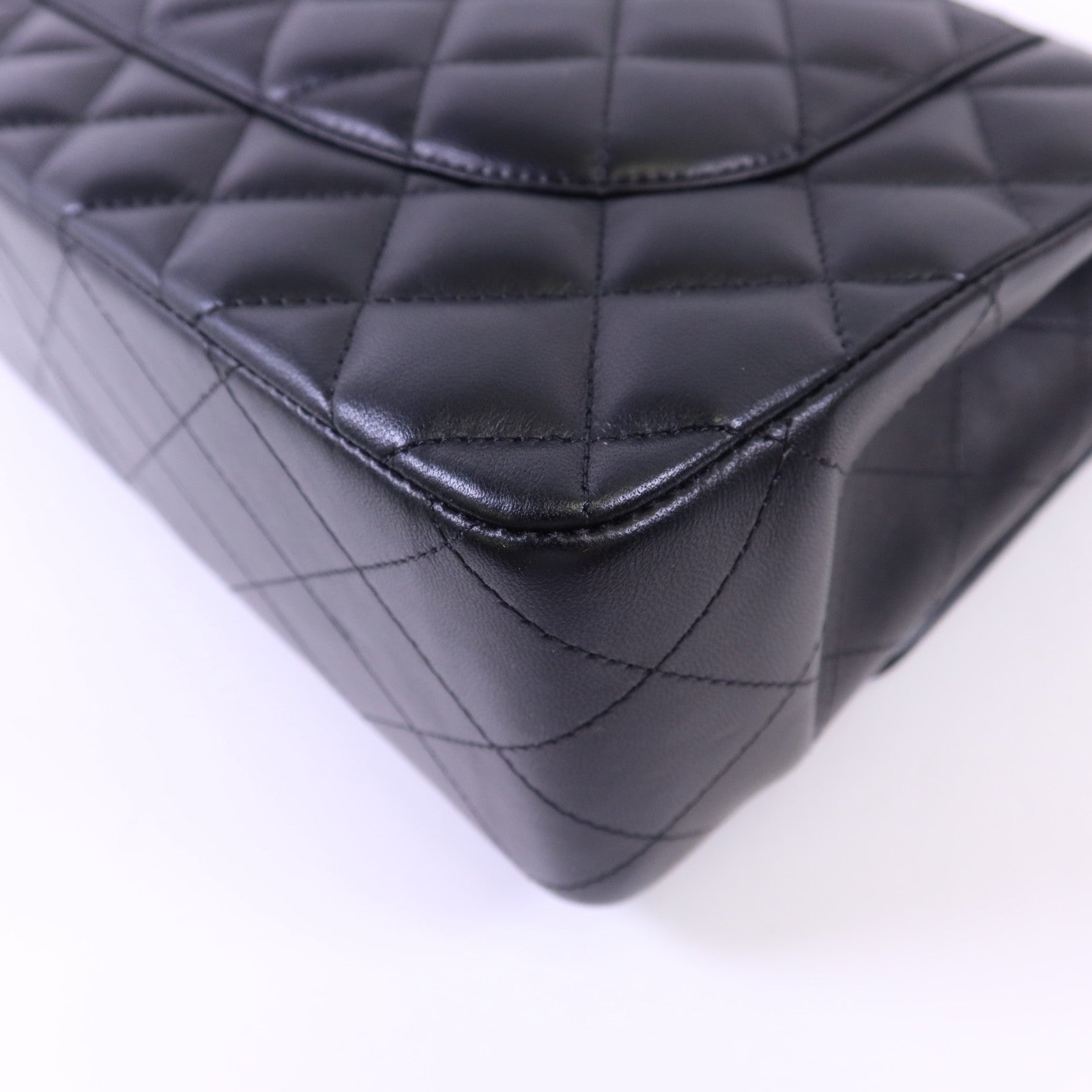 CHANEL 羊皮皮革Large Classic 銀扣鏈帶肩背袋