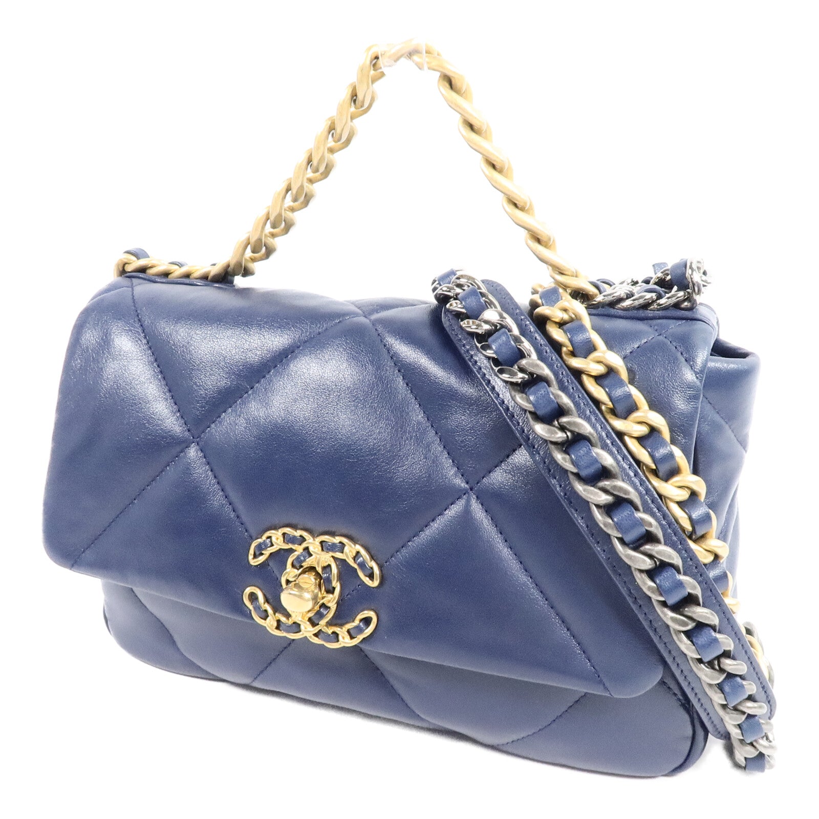 CHANEL 羊皮皮革Chanel 19 Small鏈帶手挽肩背兩用袋