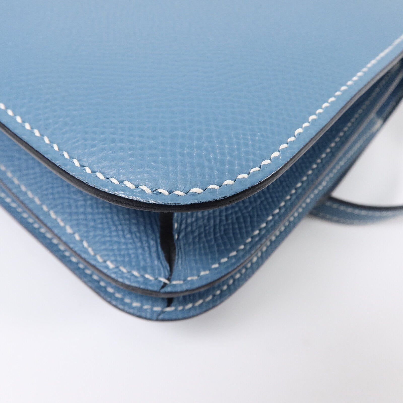 HERMES Epsom皮革Constance Mini肩背袋New Bleu Jean