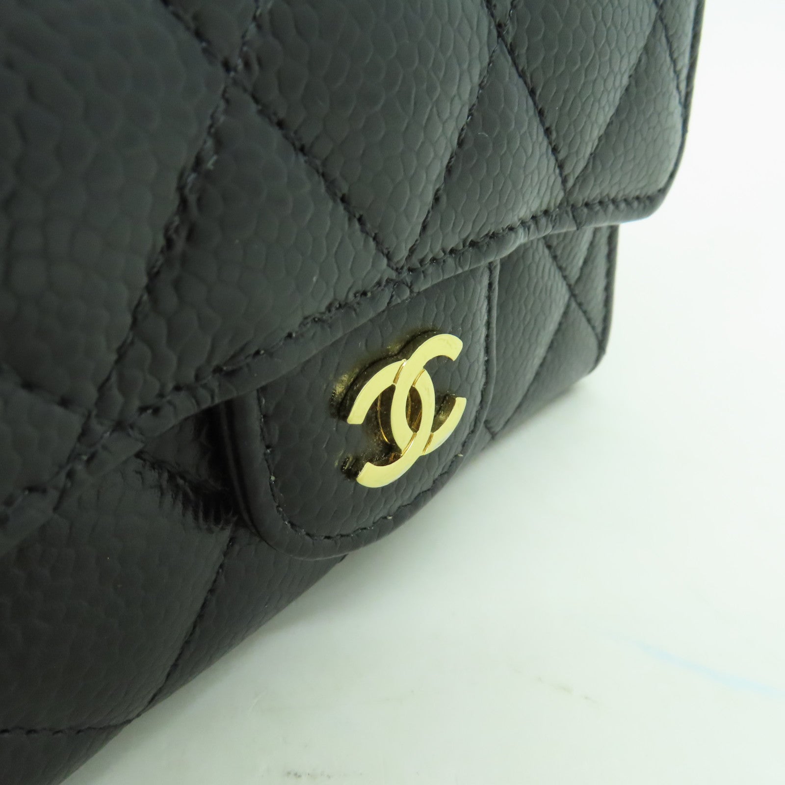 CHANEL 菱格牛皮皮革Card Case金扣卡片套黒色