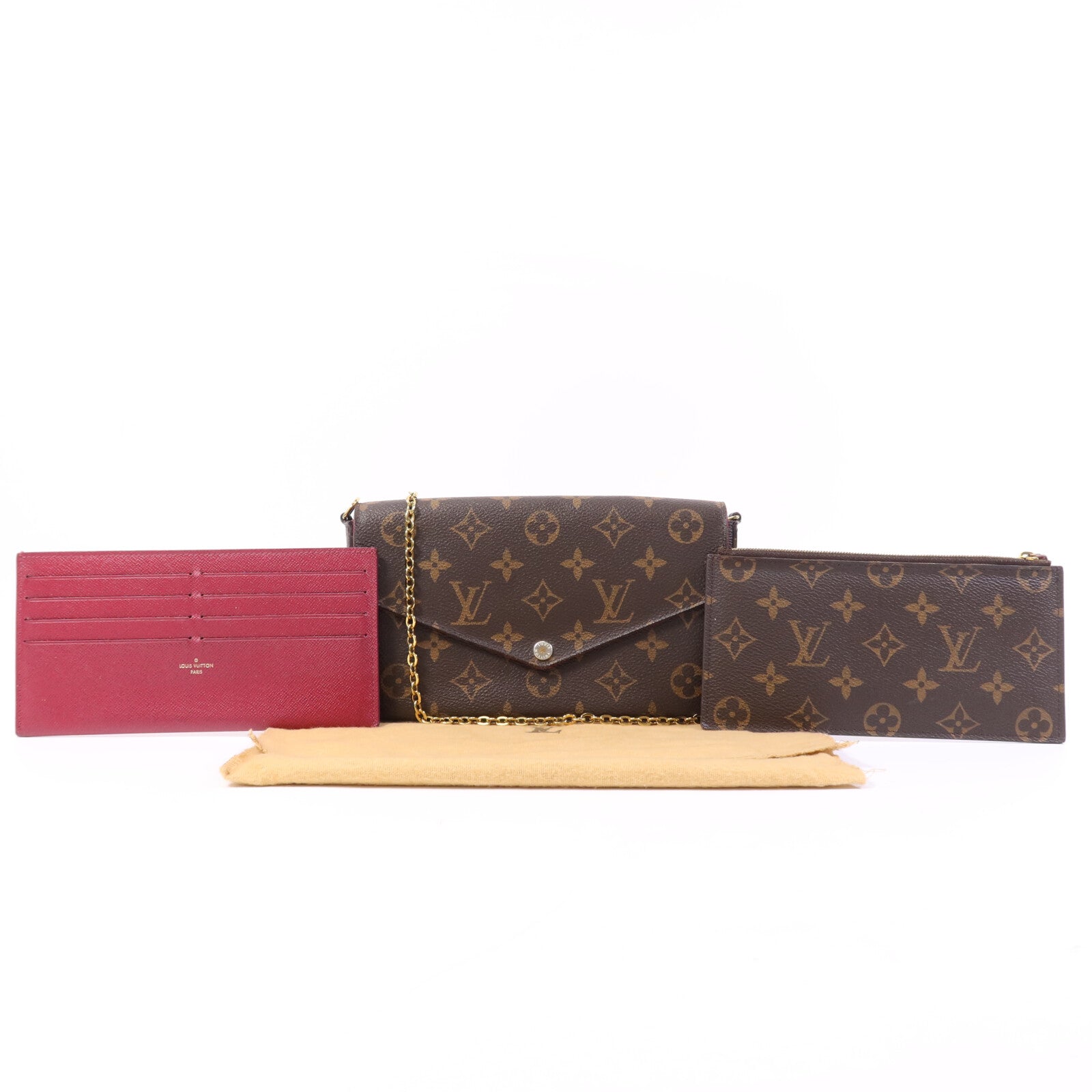 LOUIS VUITTON Monogram Pochette Felicie金扣鏈帶肩背袋