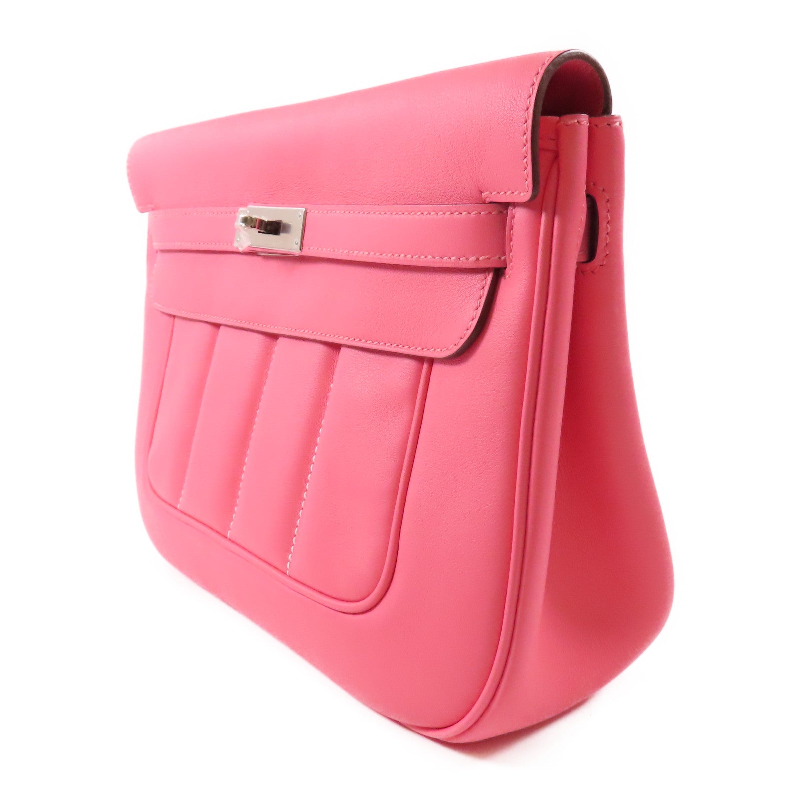 HERMES Swift皮革Berline銀扣肩背袋Rose Azalea