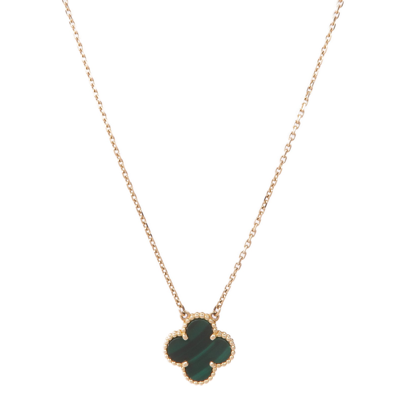 Van Cleef & Arpels 18K黃金Vintage Alhambra Pendant孔雀石項鍊
