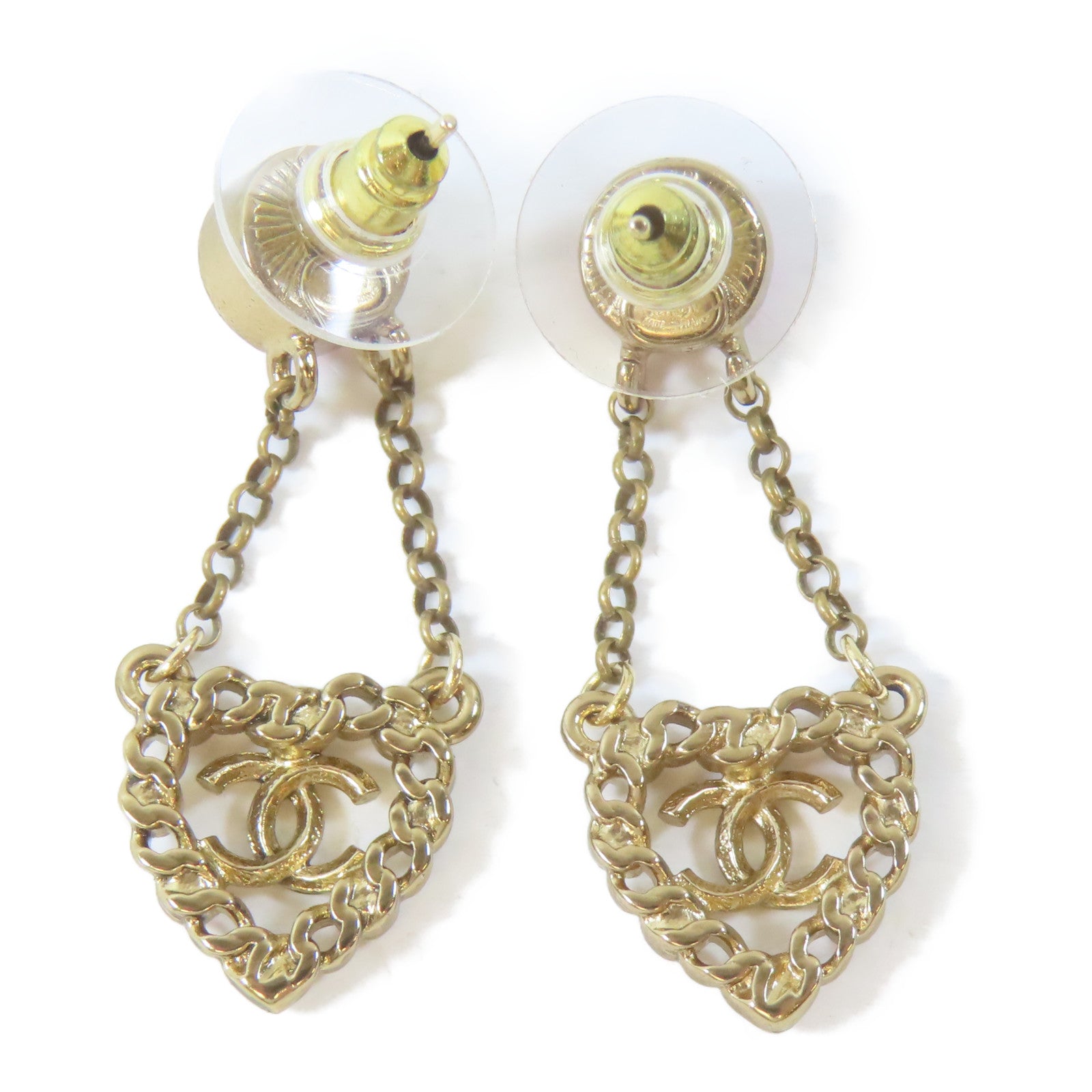 CHANEL 金屬/水晶Pierced Earrings耳環金色/粉紅色