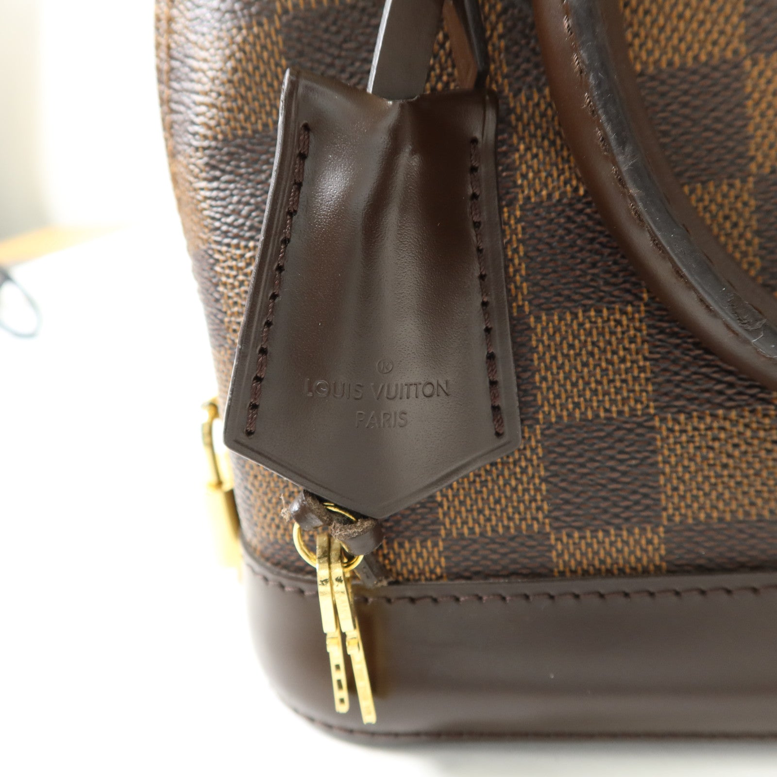 LOUIS VUITTON Damier Alma BB金扣手挽肩背兩用袋棕色
