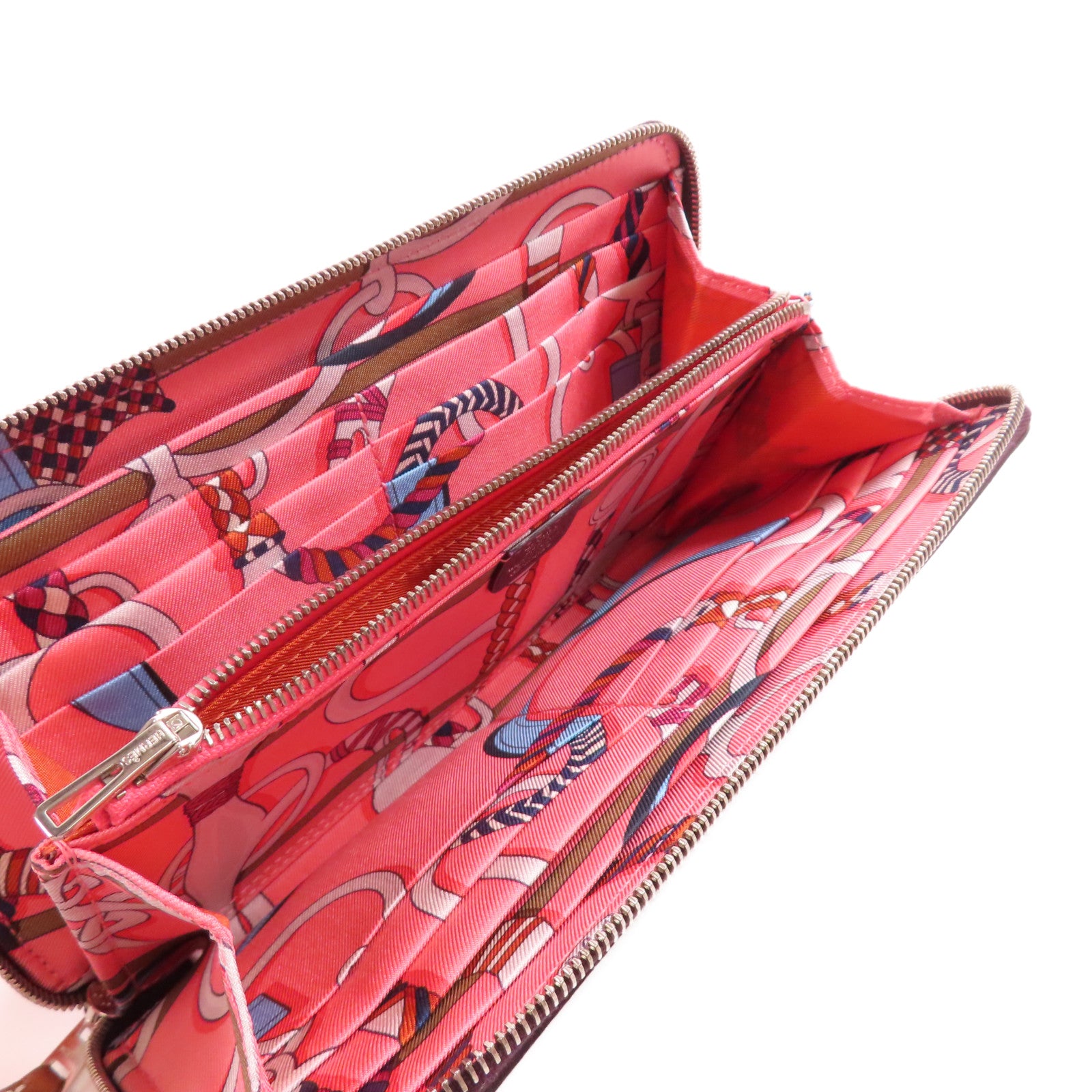 HERMES 【激減優惠】Epsom皮革Silk In Long Wallet銀扣長錢包55 Rouge H