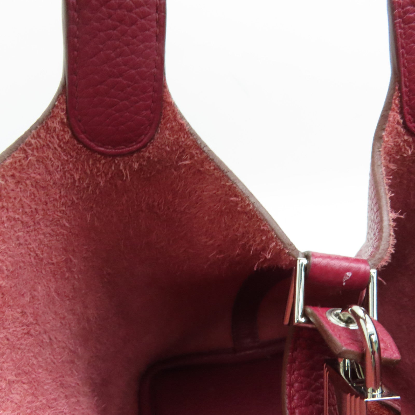 HERMES Clemence皮革Picotin PM Tote Bag銀扣手挽袋紅色