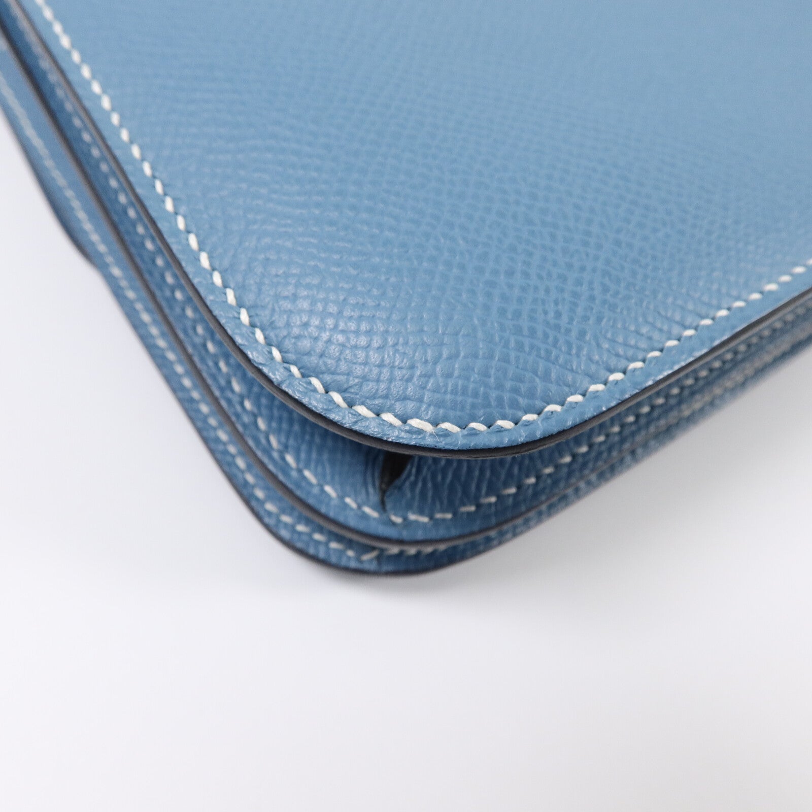 HERMES Epsom皮革Constance Mini肩背袋New Bleu Jean