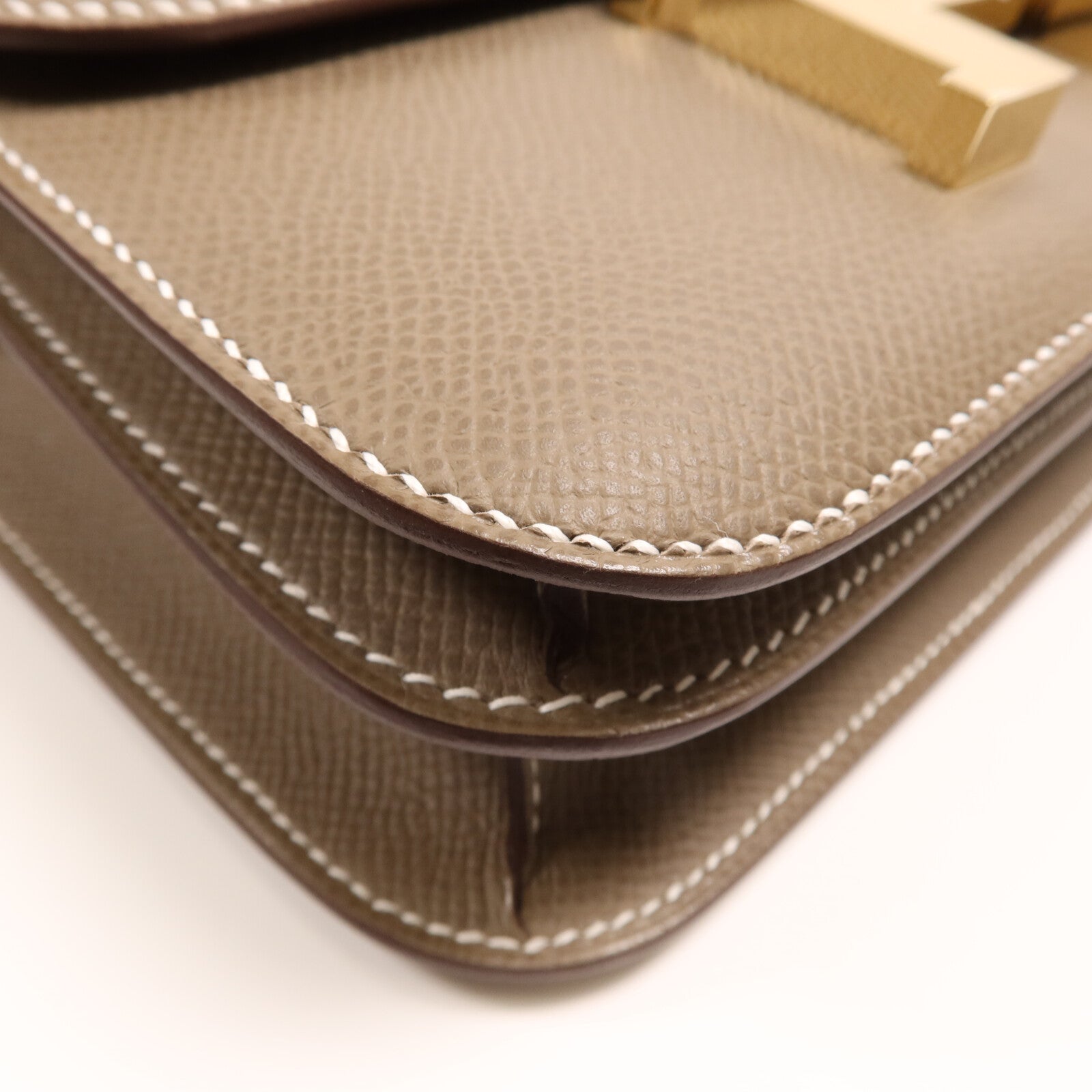 HERMES Epsom皮革Constance Mini金扣肩背袋Etoupe