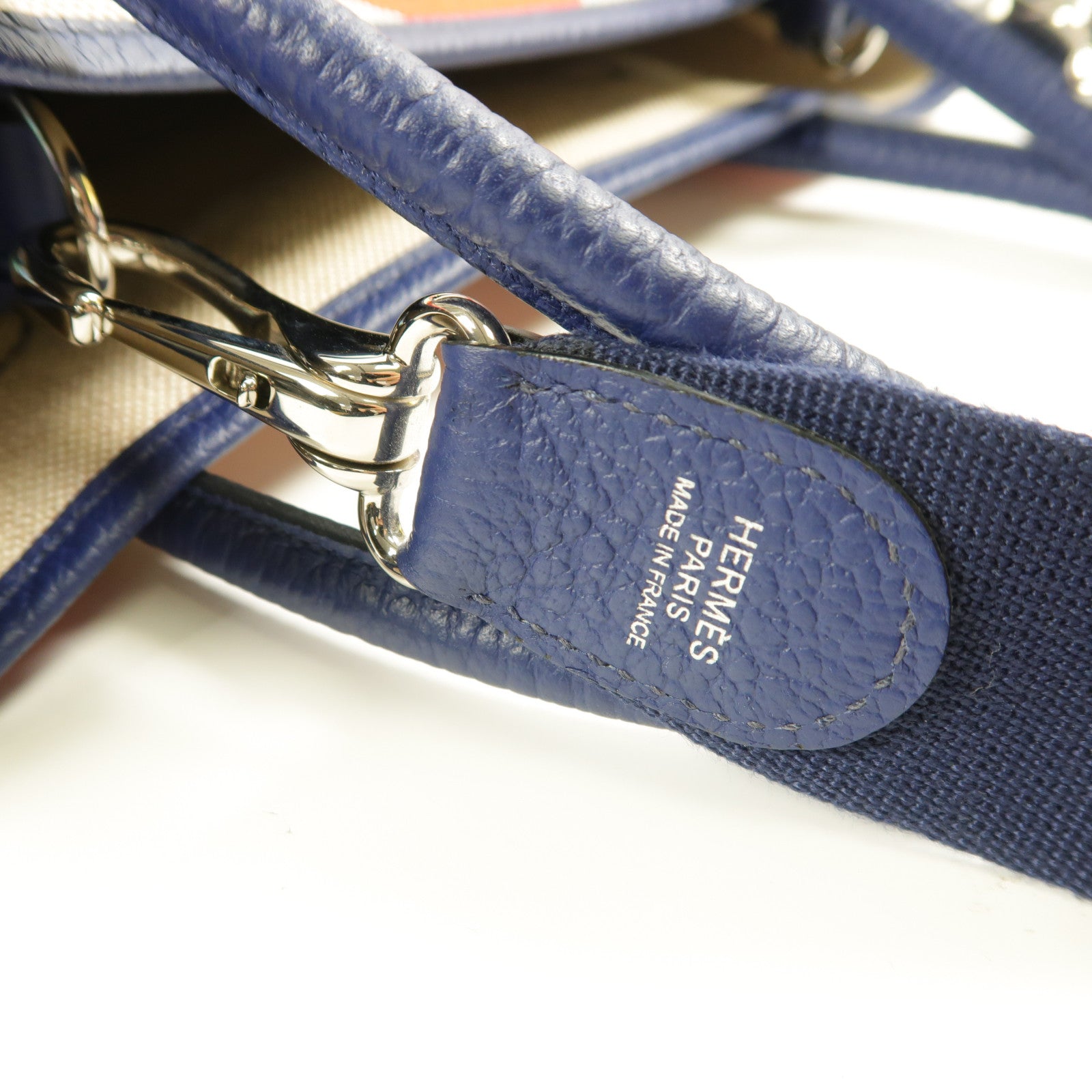 HERMES Toile H Garden Party PM Pocket銀扣手挽肩背兩用袋Bleu Saphir