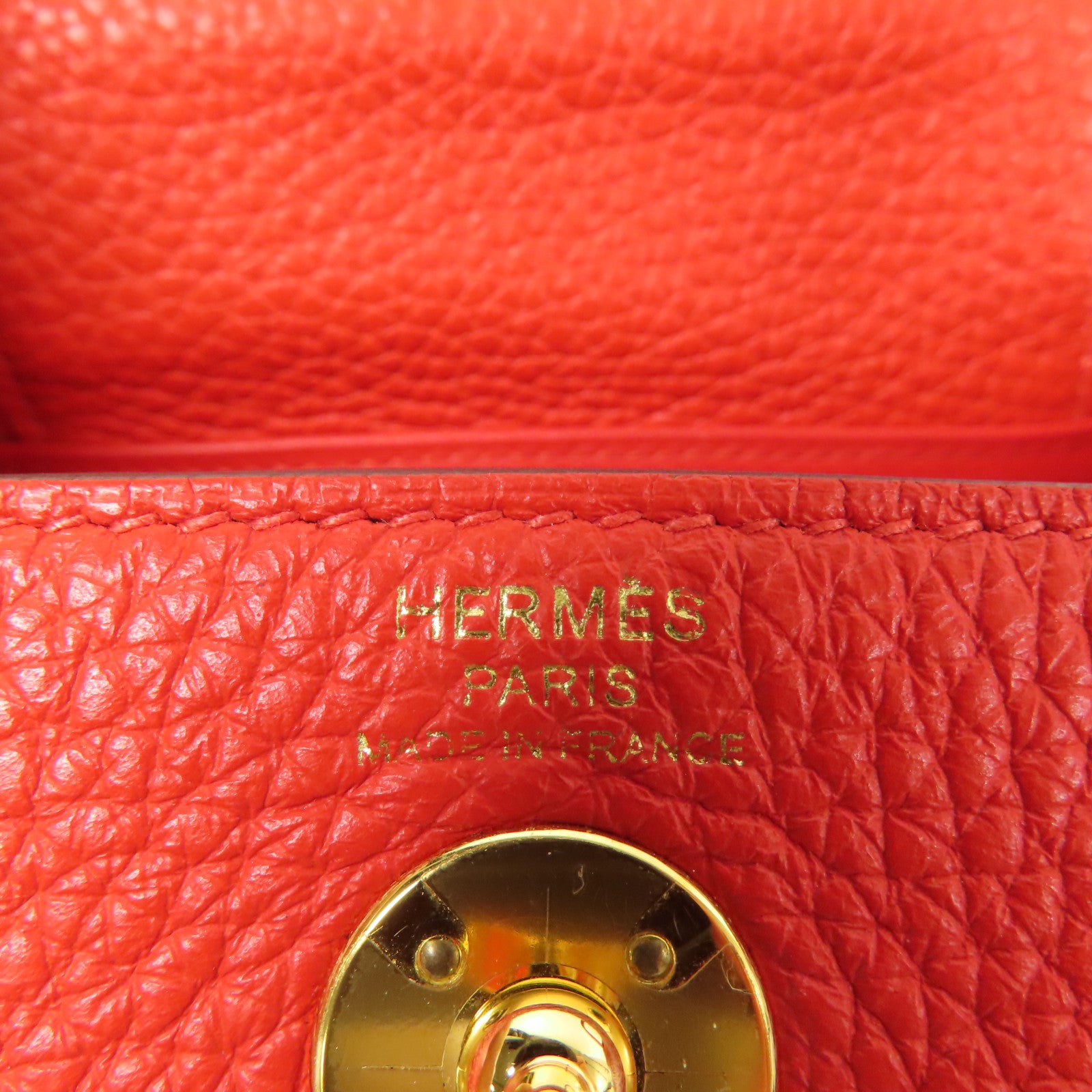 HERMES Clemence皮革Mini Lindy金扣手挽肩背兩用袋Rouge De Coeur