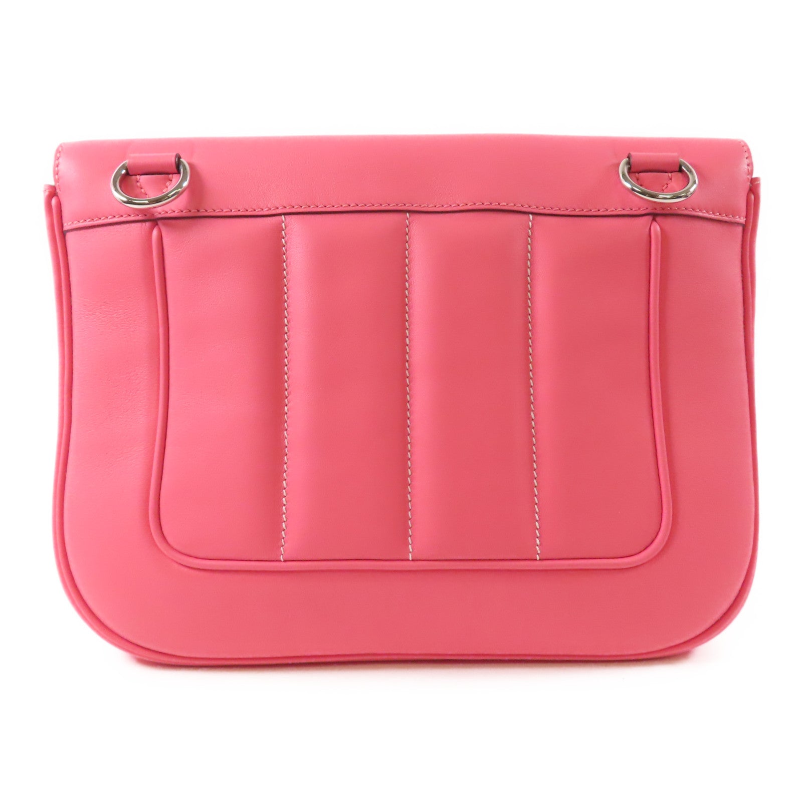 HERMES Swift皮革Berline銀扣肩背袋Rose Azalea
