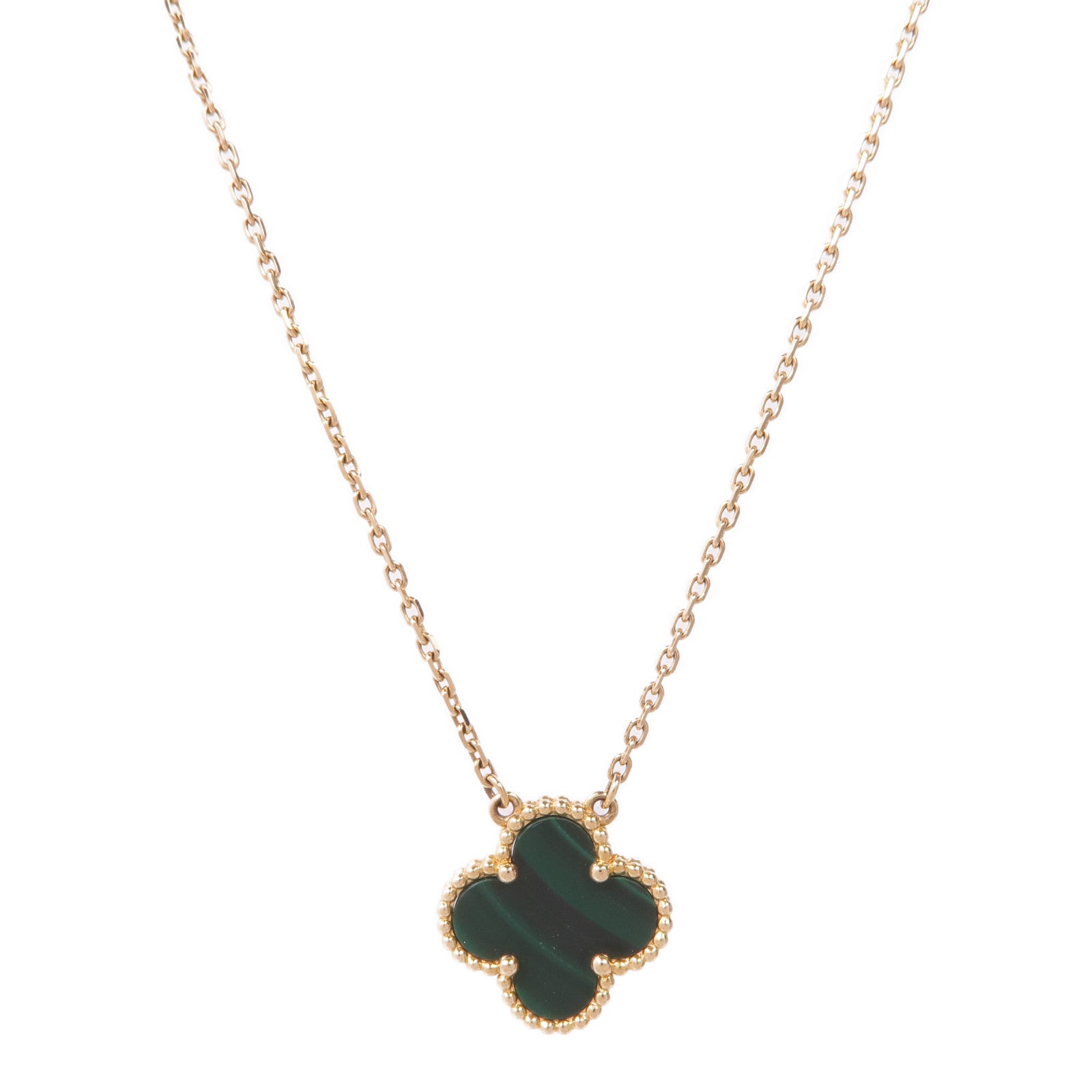 Van Cleef & Arpels 18K黃金Vintage Alhambra Pendant孔雀石項鍊