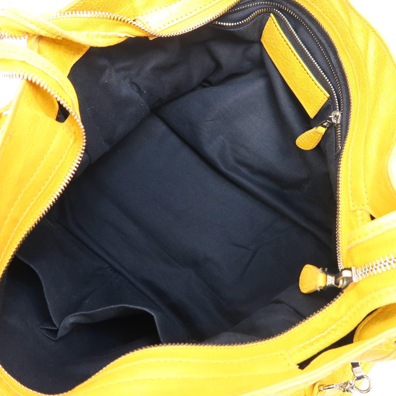 BALENCIAGA 羊皮皮革City銀扣手挽肩背兩用袋黃色