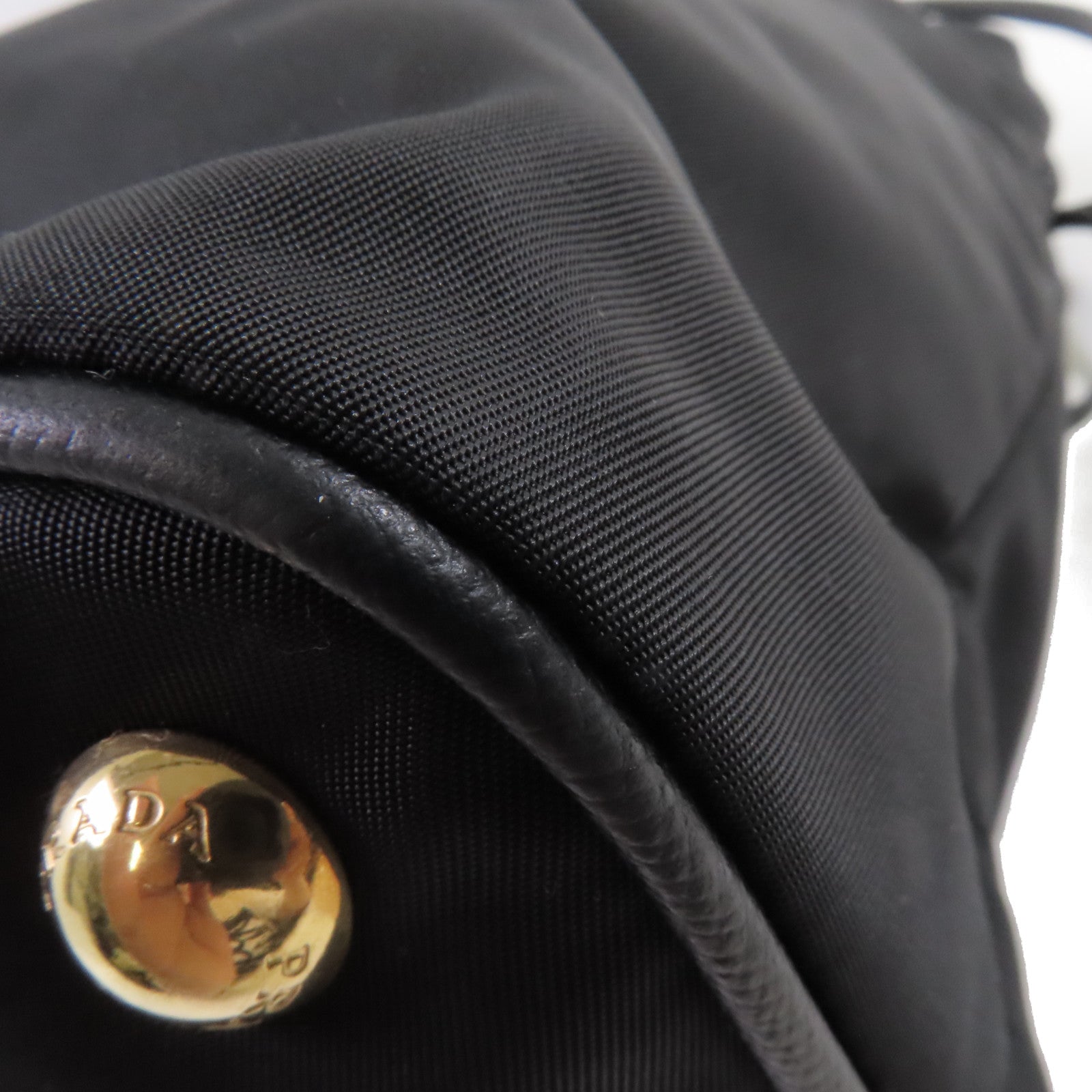 PRADA 尼龍Tote Bag金扣肩背袋黑色