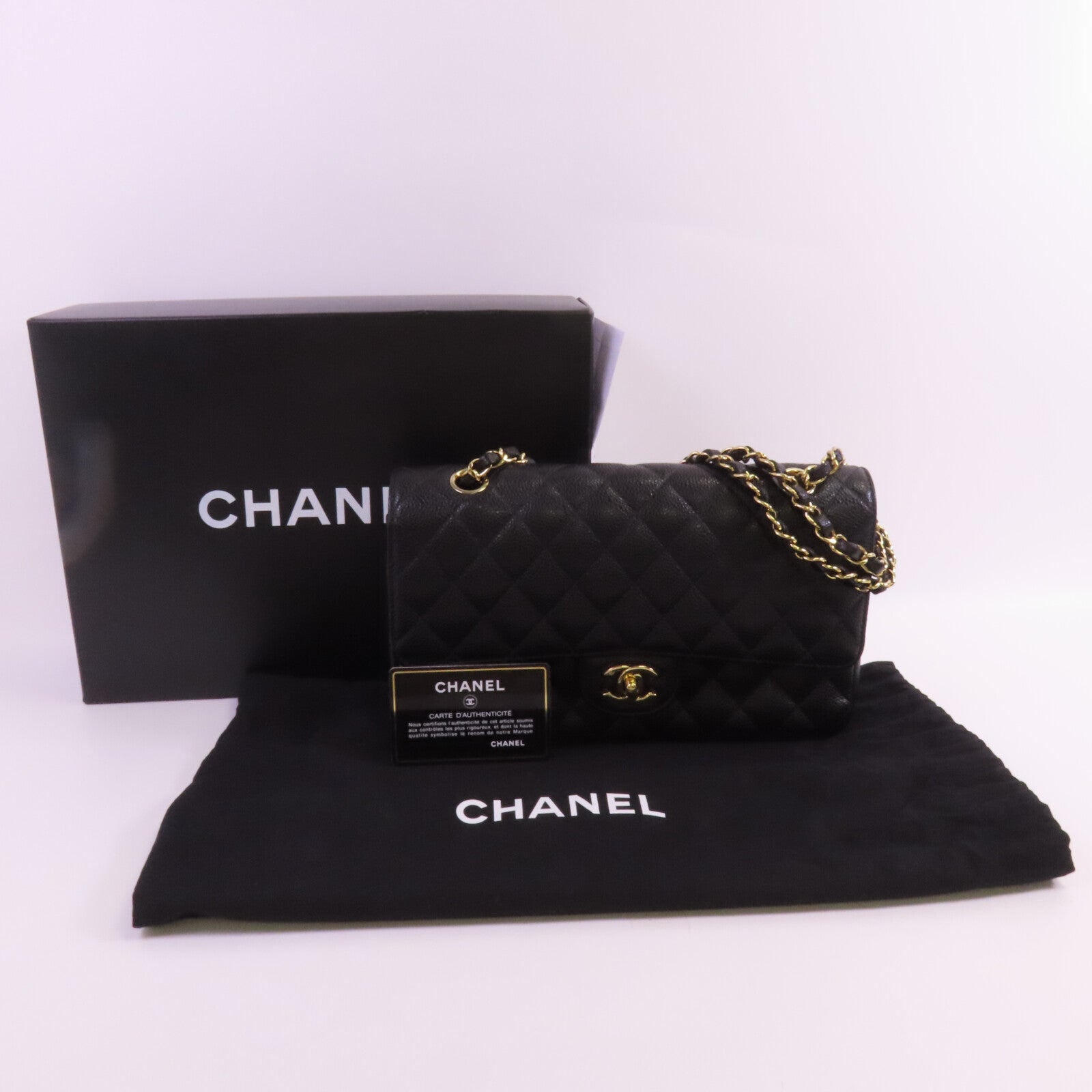 CHANEL 牛皮皮革Classic 25金扣鏈帶肩背袋