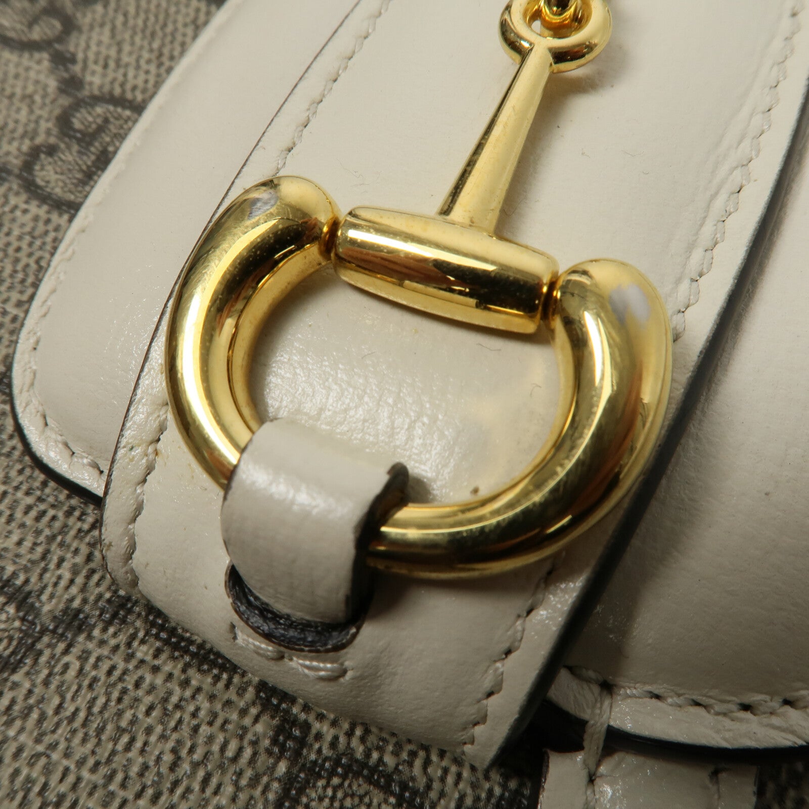 GUCCI 塗層帆布Horsebit 1955 Medium Shoulder Bag肩背袋