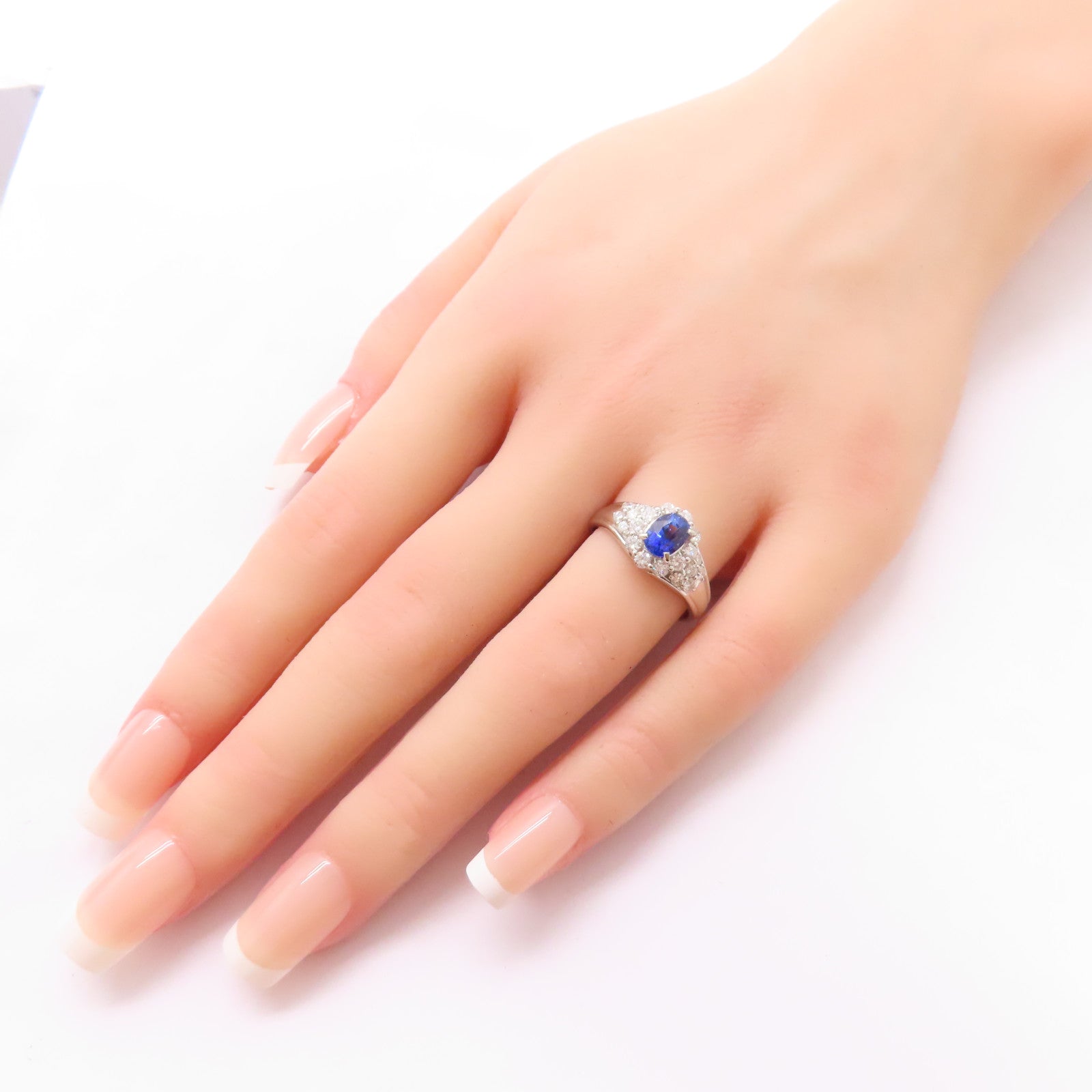 JEWELRY PT900鉑金Sapphire/Diamond Ring 1.09ct藍寶石/0.70ct鑽石戒指US#7.5