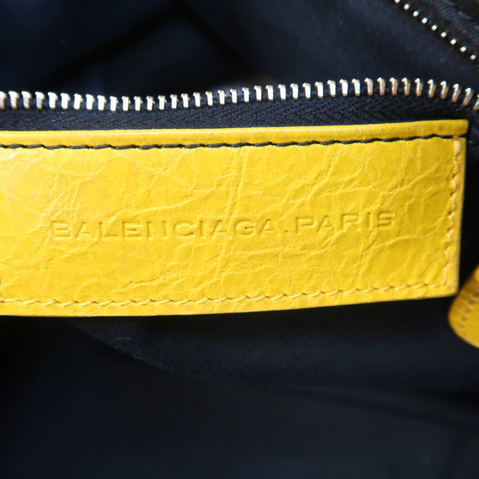 BALENCIAGA 羊皮皮革City銀扣手挽肩背兩用袋黃色