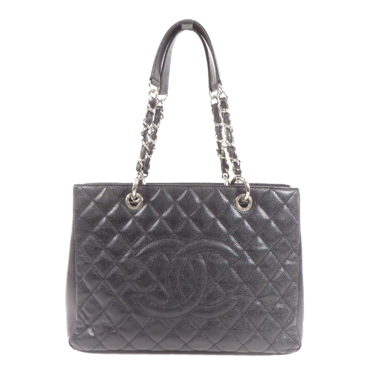 CHANEL 牛皮皮革GST Grand Shopping Tote銀扣鏈帶肩背袋