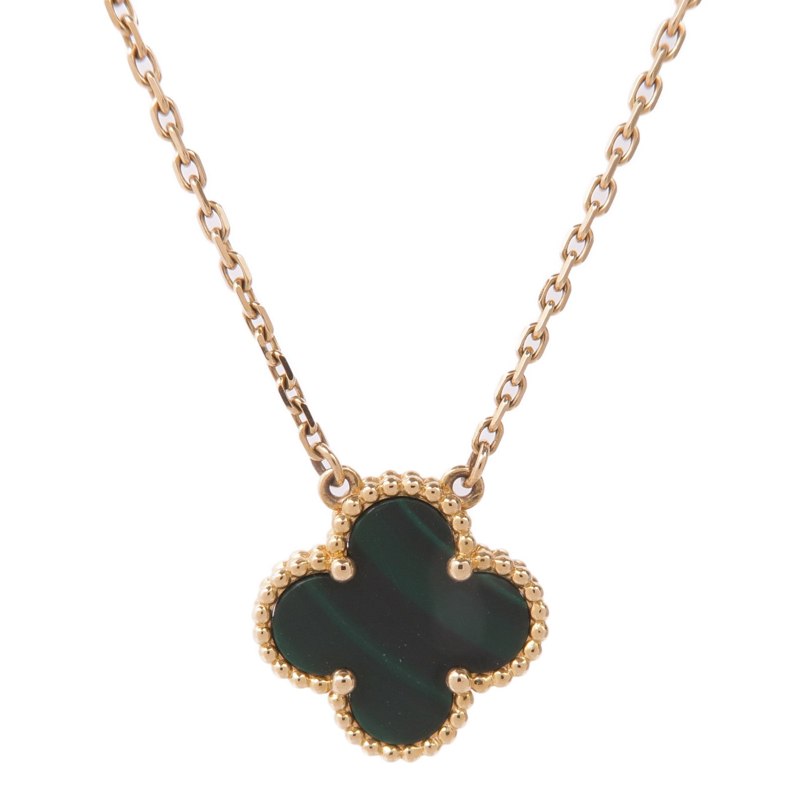 Van Cleef & Arpels 18K黃金Vintage Alhambra Pendant孔雀石項鍊