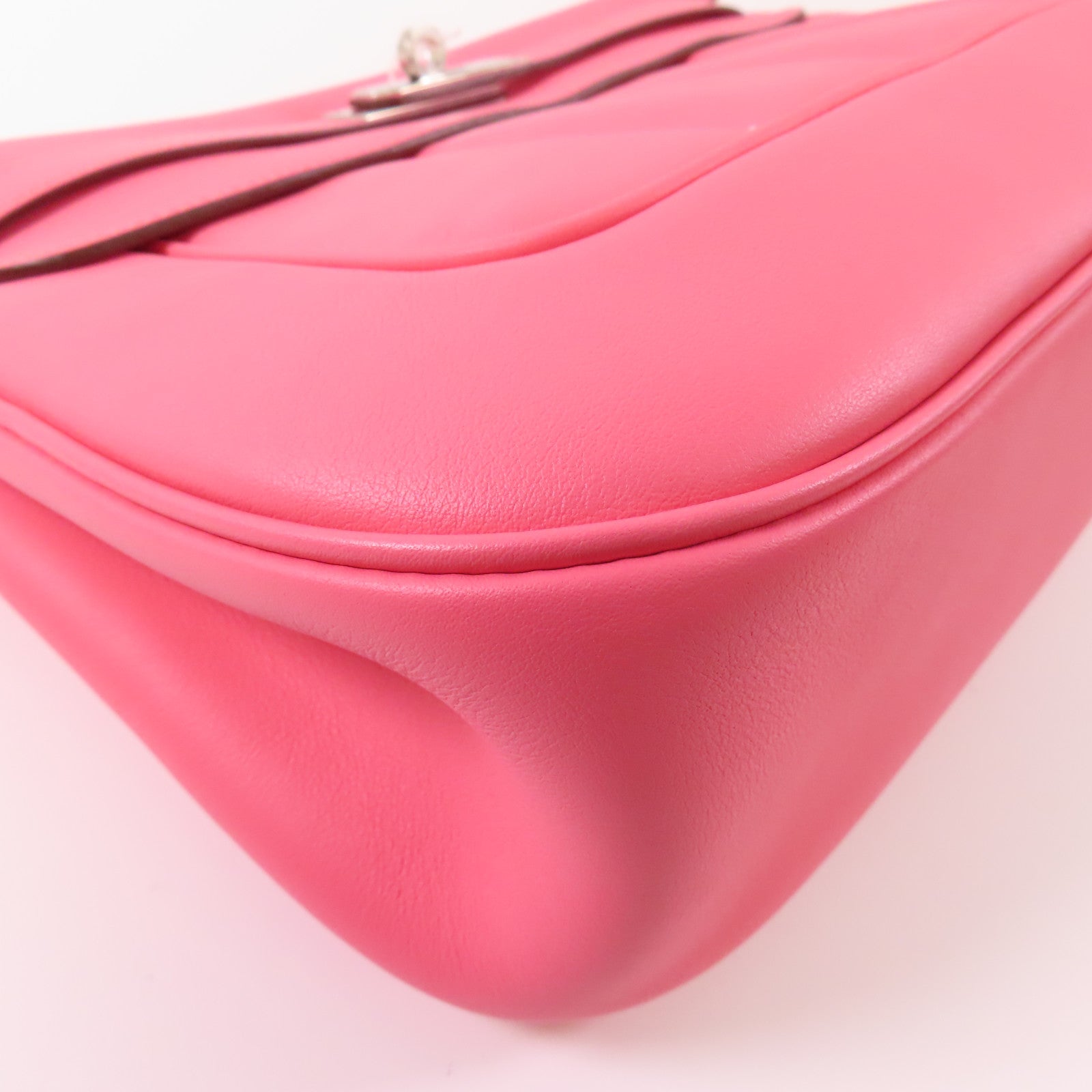 HERMES Swift皮革Berline銀扣肩背袋Rose Azalea