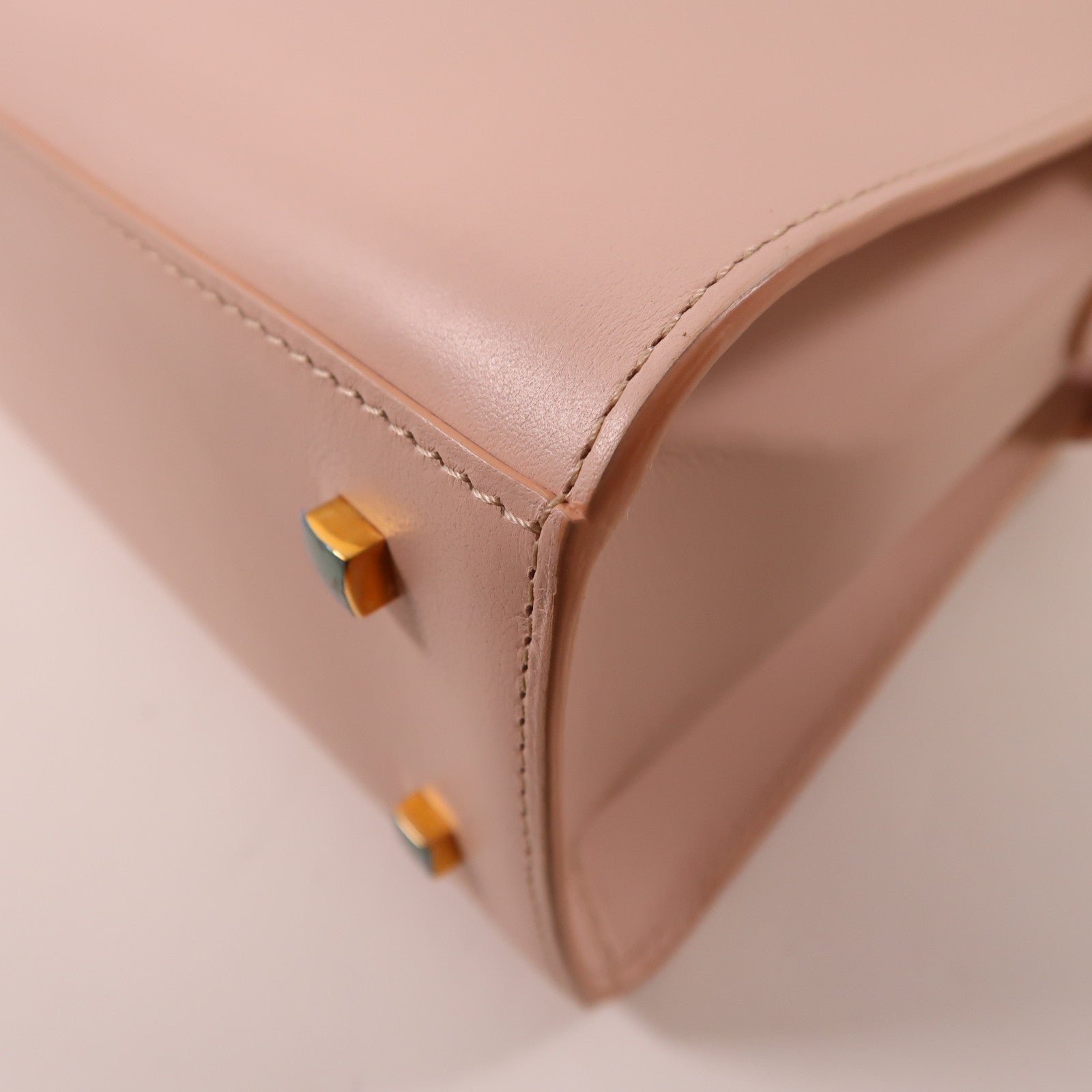 DELVAUX GHW Tempete MM 2 Way Shoulder Bag Calfskin Leather