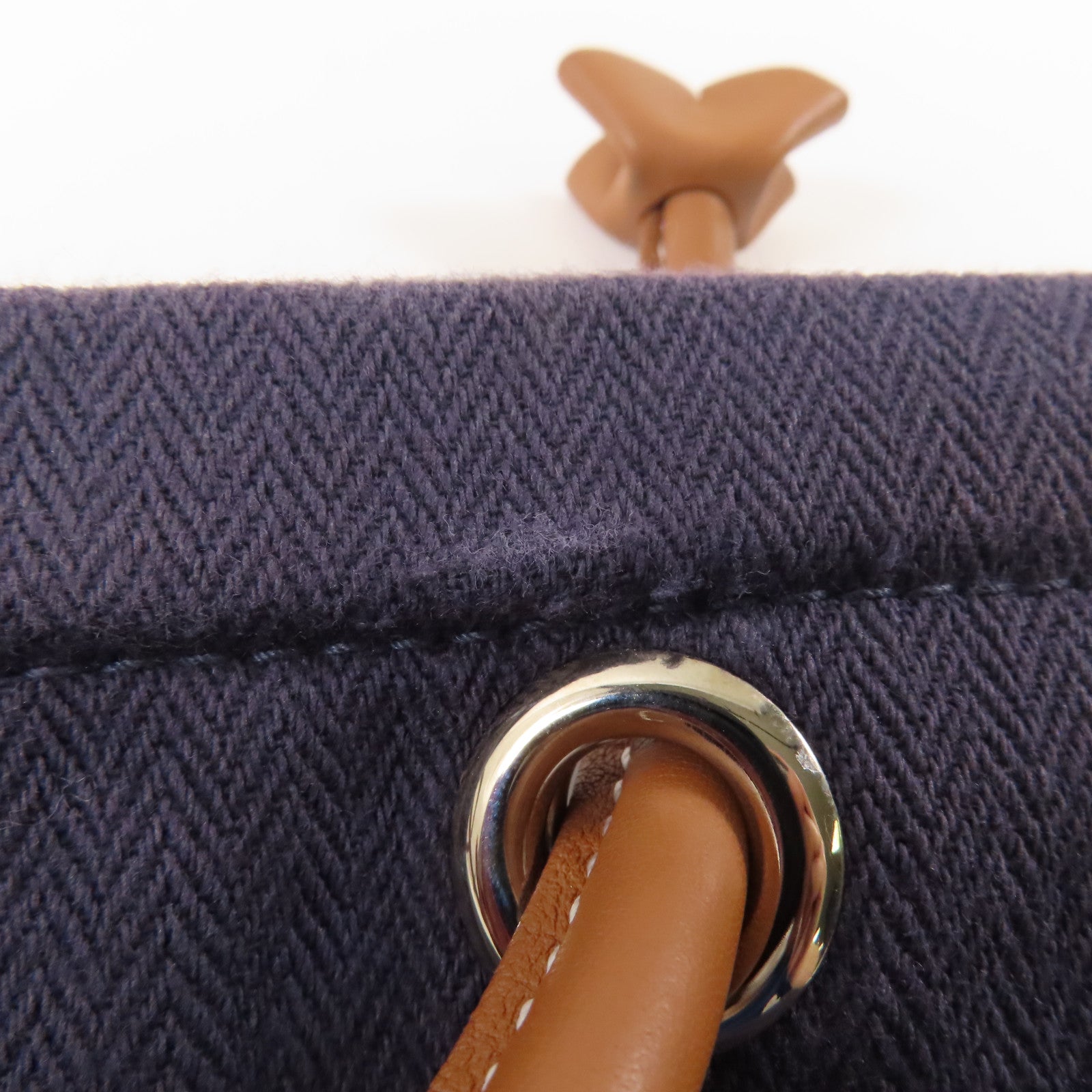 HERMES 棉質/牛皮皮革Aline銀扣肩背袋深藍色