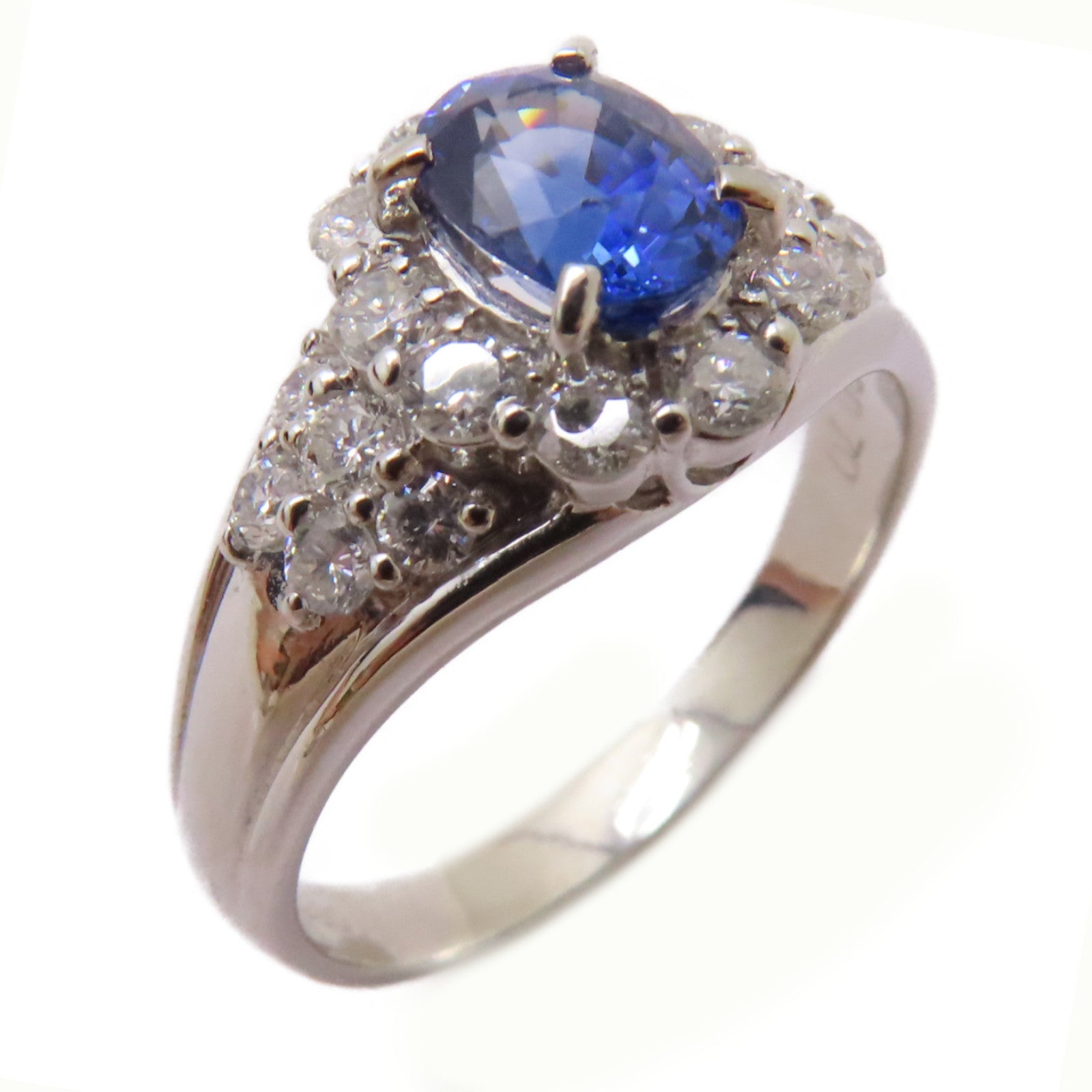 JEWELRY PT900鉑金Sapphire/Diamond Ring 1.09ct藍寶石/0.70ct鑽石戒指US#7.5