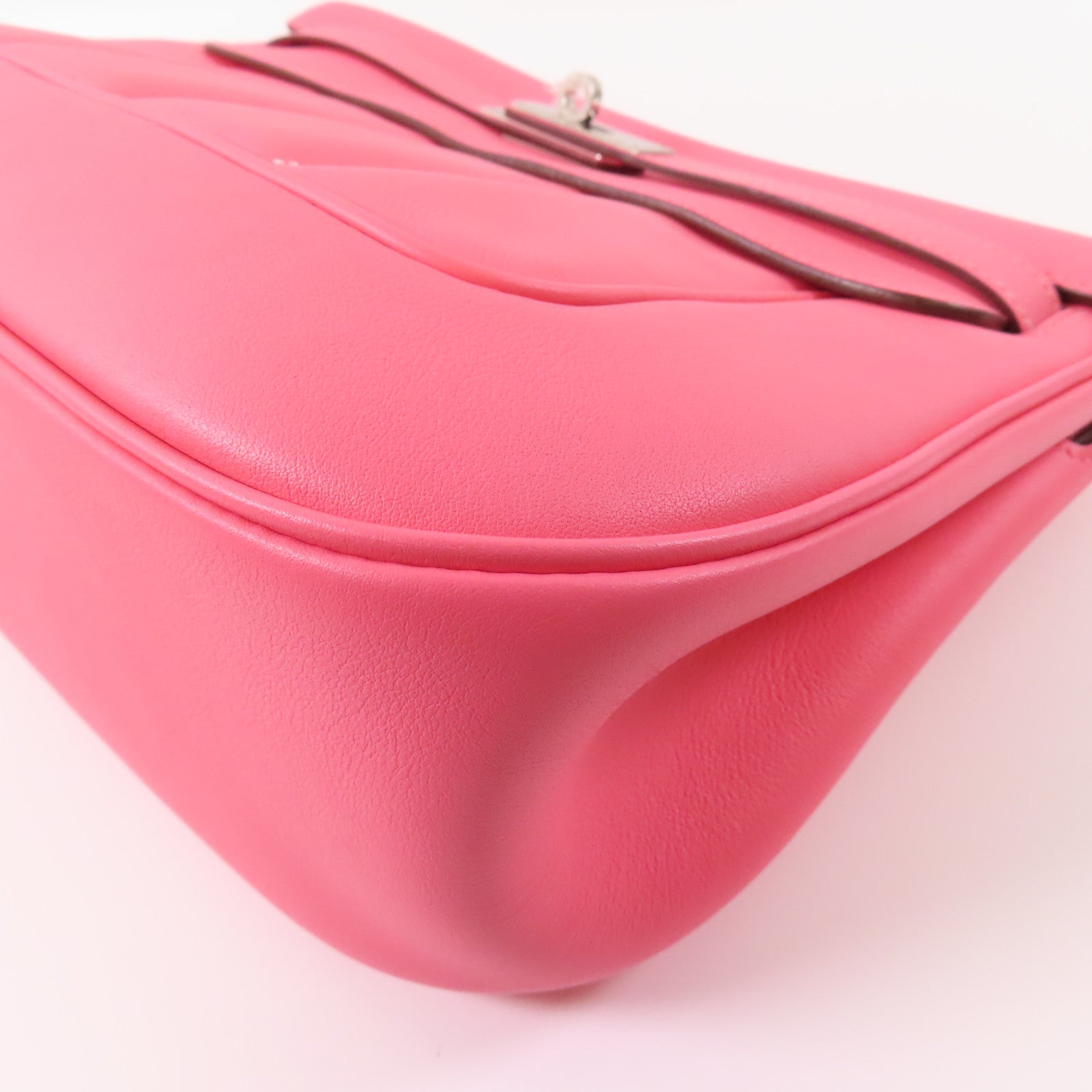 HERMES Swift皮革Berline銀扣肩背袋Rose Azalea