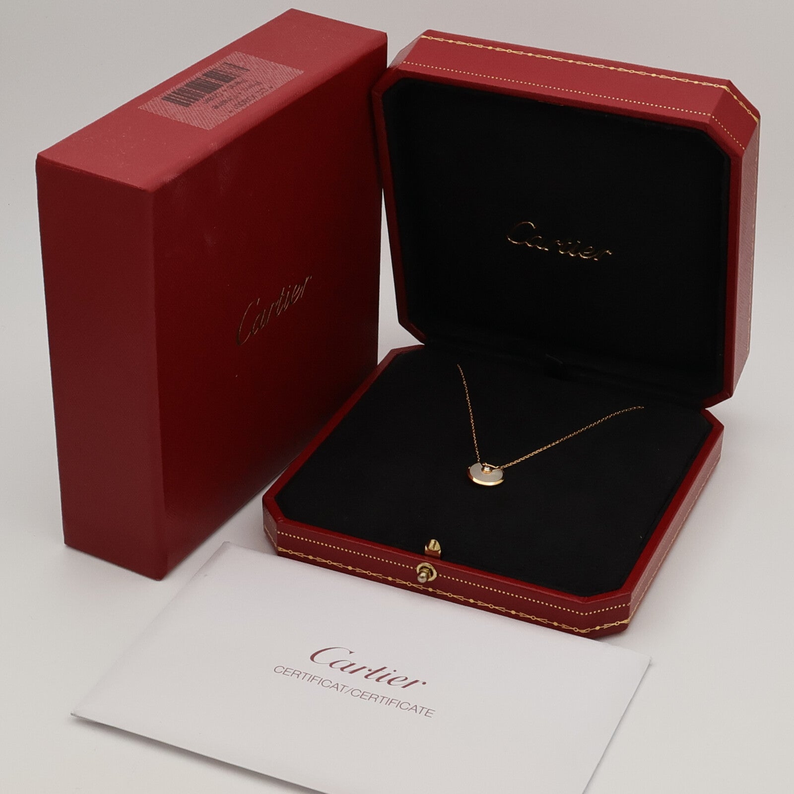 CARTIER 18K黃金/珍珠母貝Amulette De鑽石項鍊