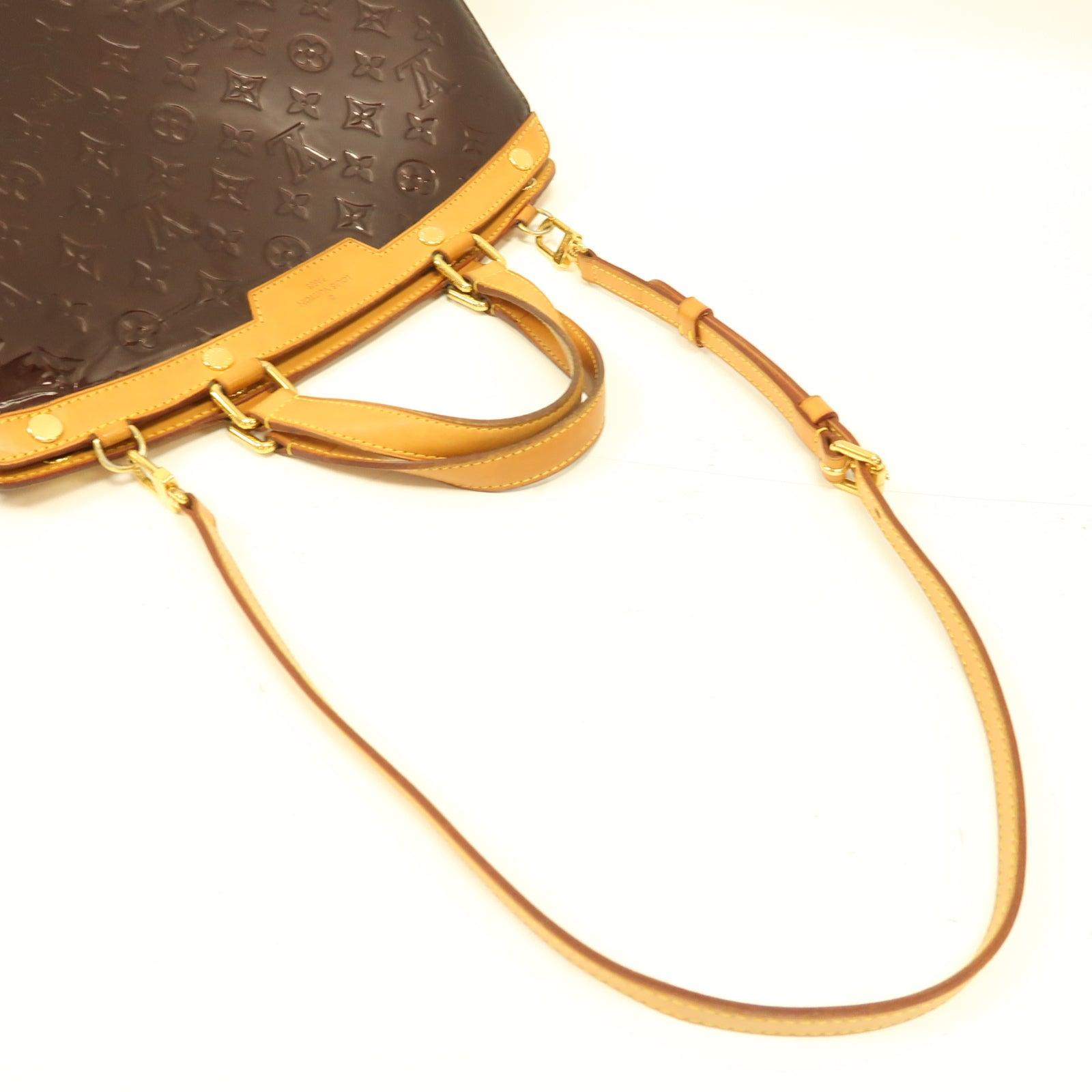 LOUIS VUITTON 【激減優惠】Monogram Vernis Brea GM金扣手挽肩背兩用袋酒紅色