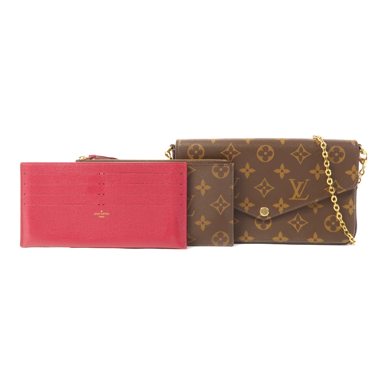 LOUIS VUITTON Monogram Felicie Pochette金扣鏈帶肩背袋