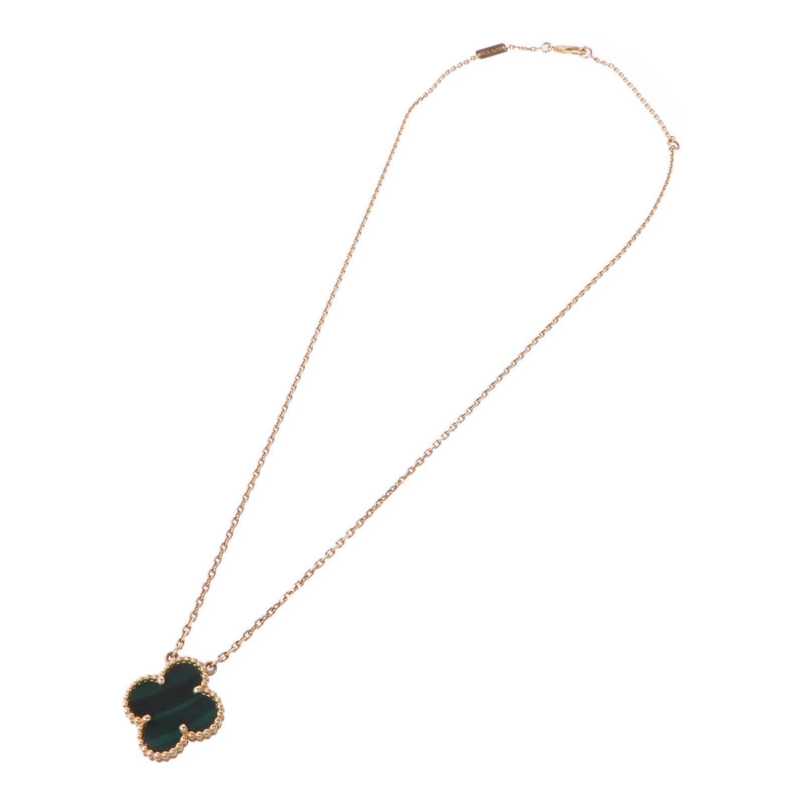 Van Cleef & Arpels 18K黃金Vintage Alhambra Pendant孔雀石項鍊