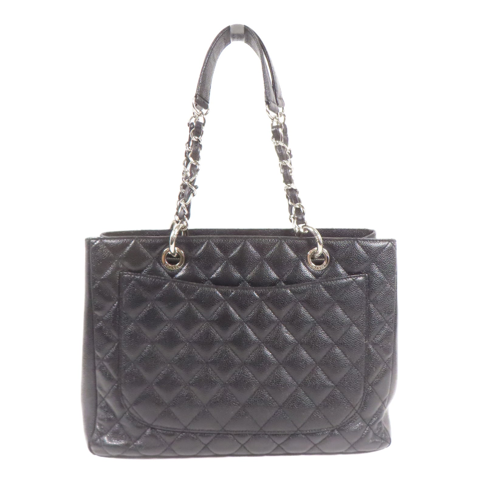 CHANEL 牛皮皮革GST Grand Shopping Tote銀扣鏈帶肩背袋