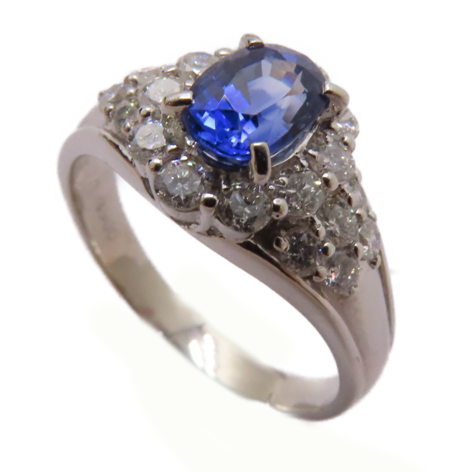 JEWELRY PT900鉑金Sapphire/Diamond Ring 1.09ct藍寶石/0.70ct鑽石戒指US#7.5