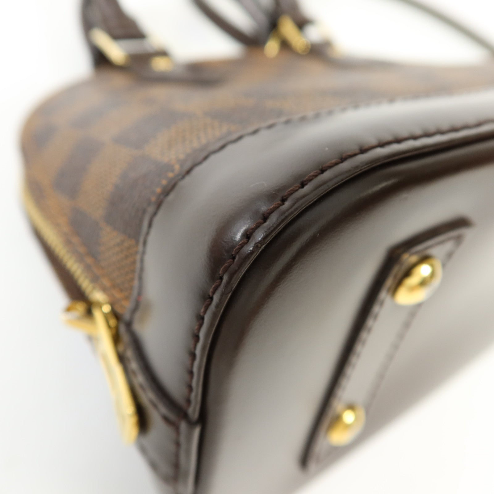 LOUIS VUITTON Damier Alma BB金扣手挽肩背兩用袋棕色