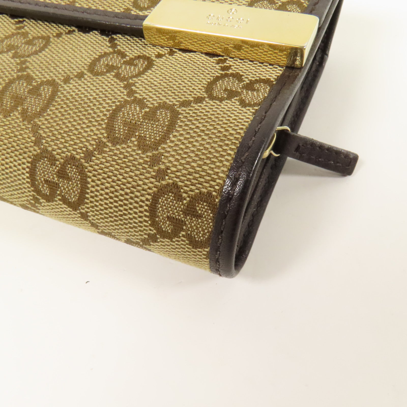 GUCCI 帆布Tri-Fold Wallet金扣錢包