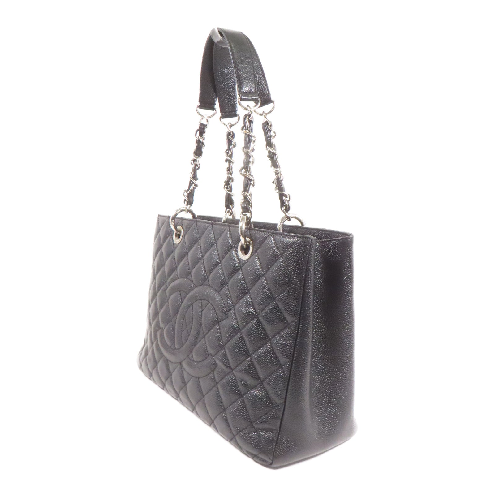 CHANEL 牛皮皮革GST Grand Shopping Tote銀扣鏈帶肩背袋
