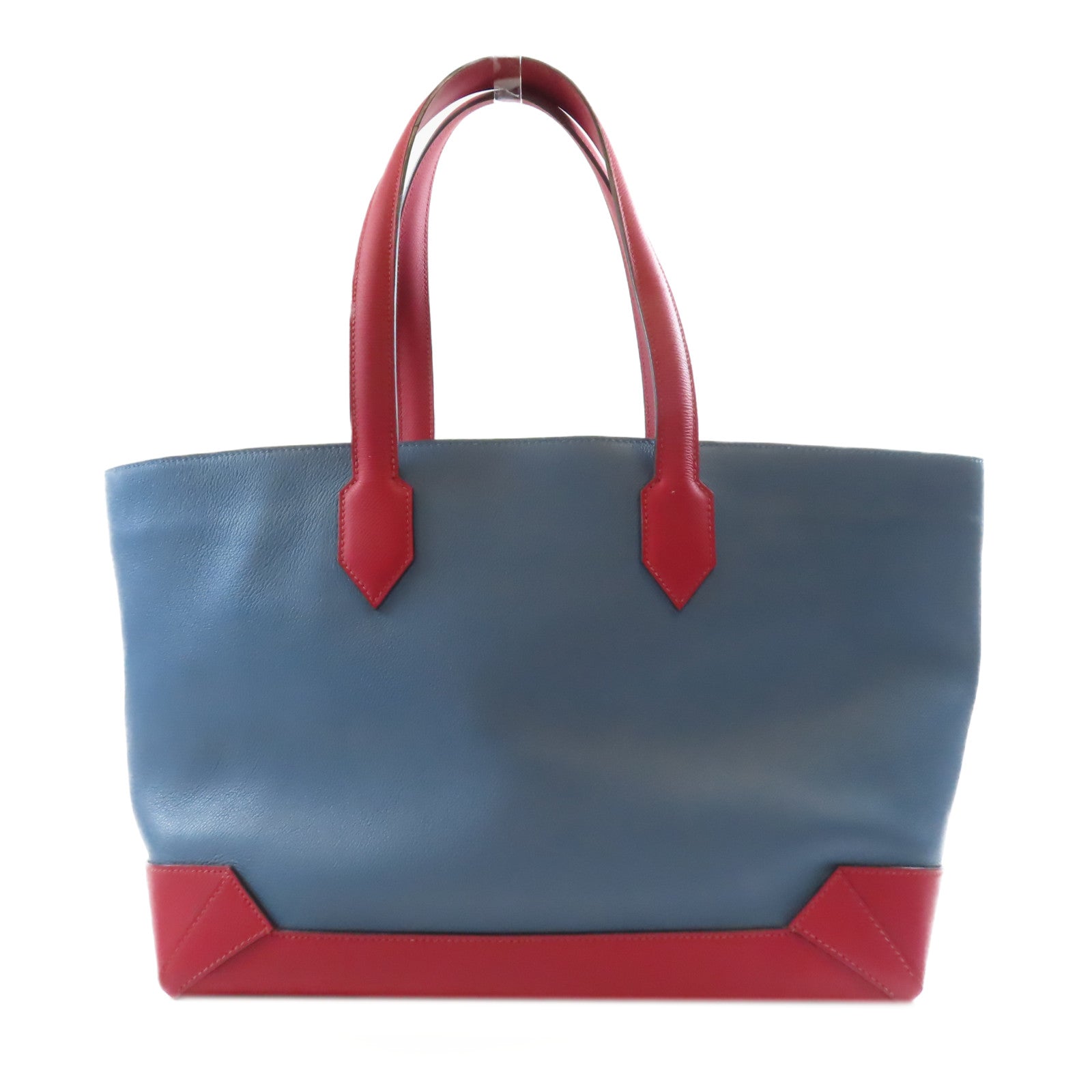 HERMES Maxibox Cabas Handbag 071257CK Evercolor/Epsom Leather Bleu Agate/Rouge