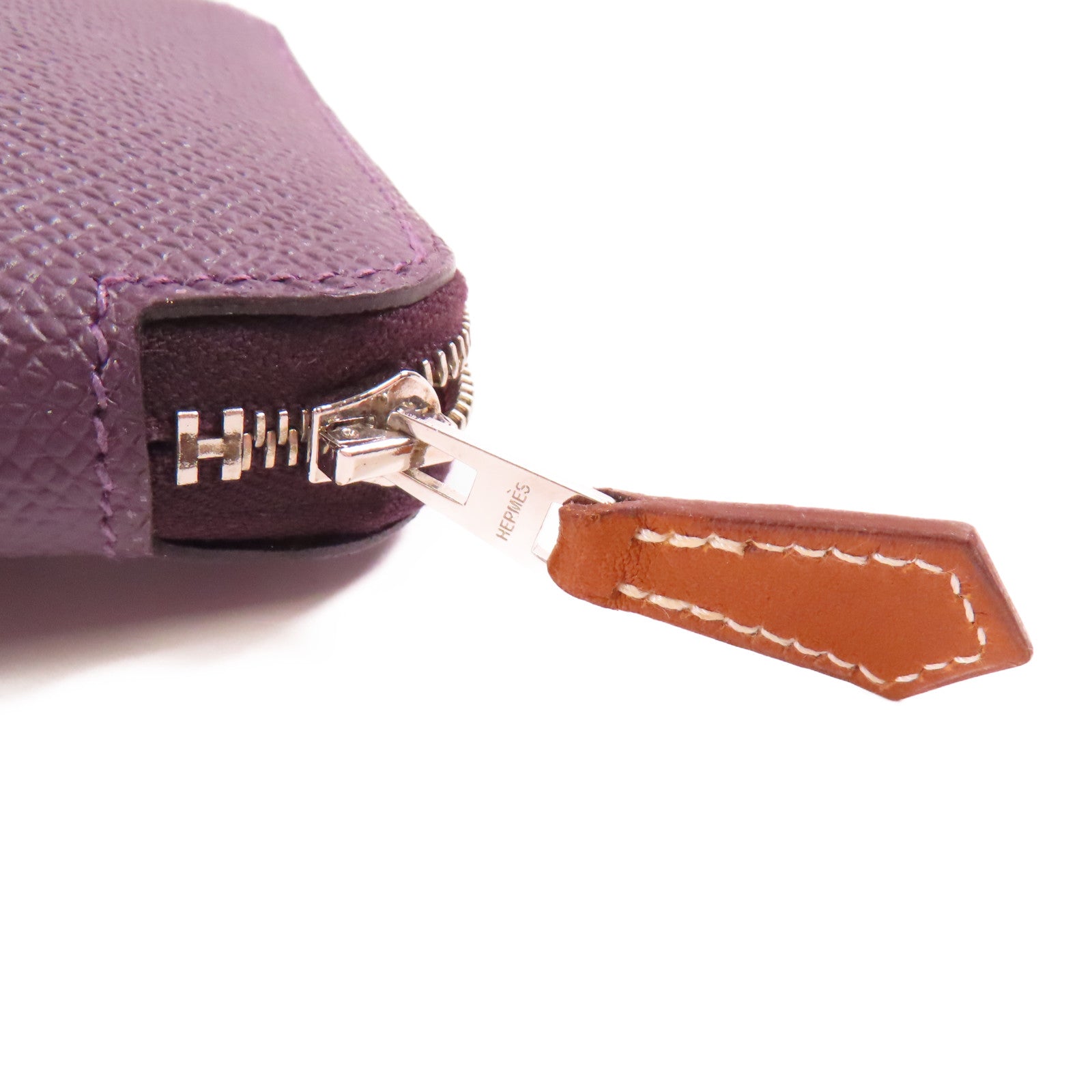 HERMES Epsom皮革Silk In Long Wallet銀扣長錢包55 Rouge H