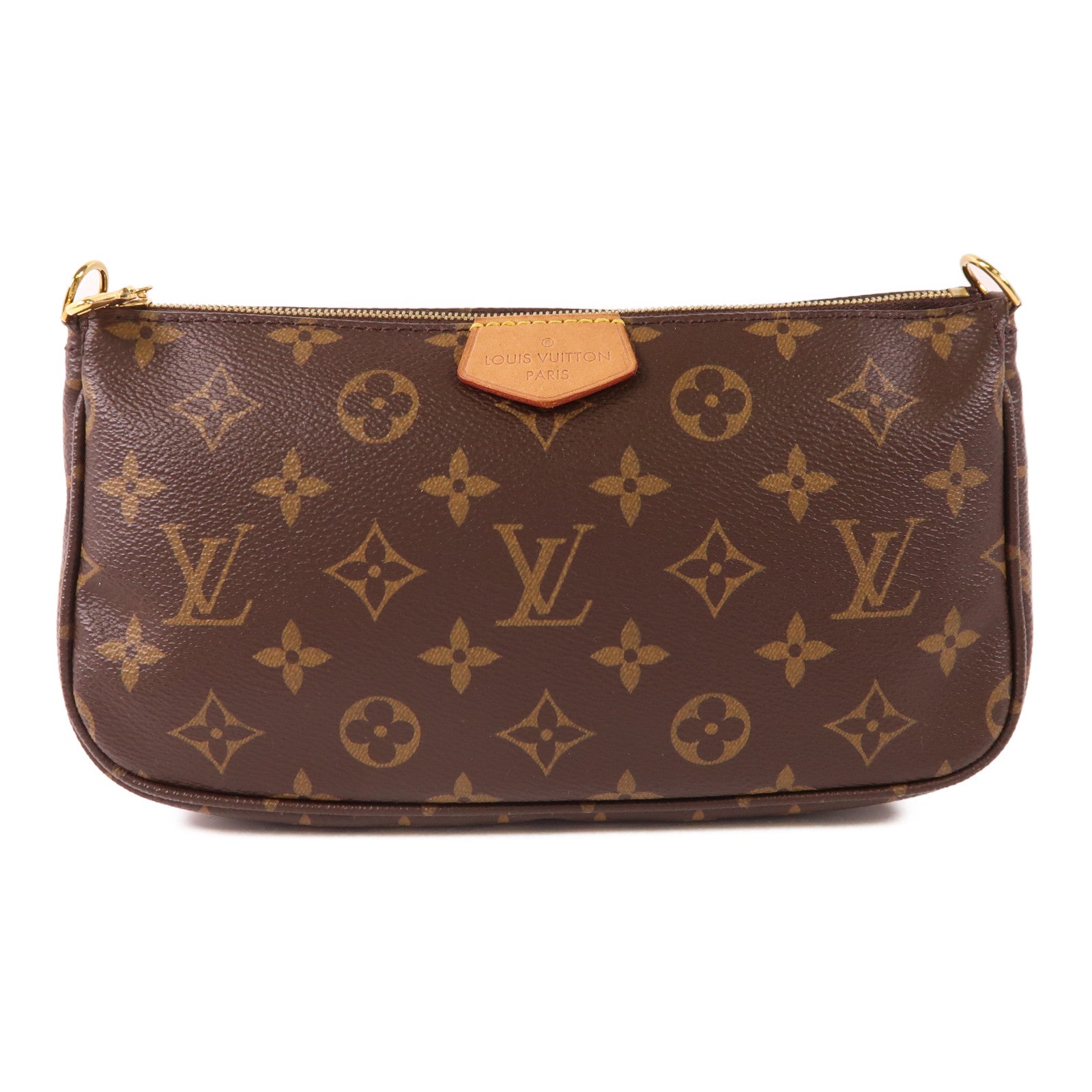 LOUIS VUITTON Monogram Multi Pochette Accessoires金扣手挽肩背兩用袋棕色