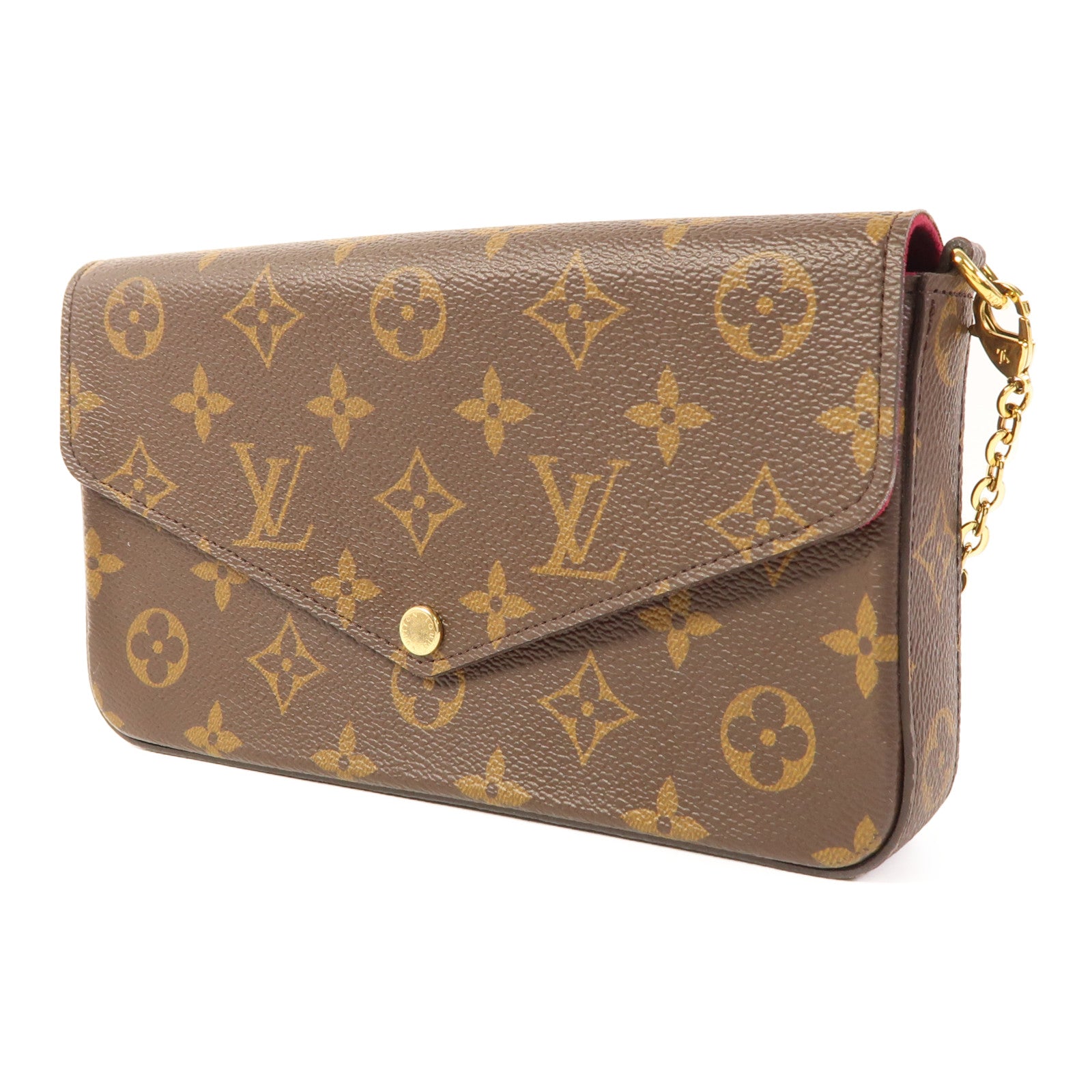 LOUIS VUITTON Monogram Felicie Pochette金扣鏈帶肩背袋