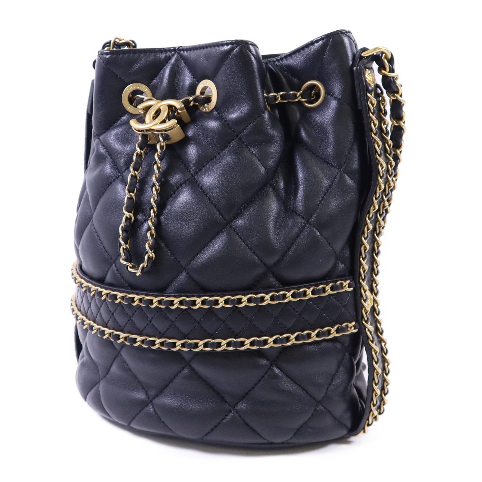 CHANEL 羊皮皮革Bucket Bag金扣肩背袋