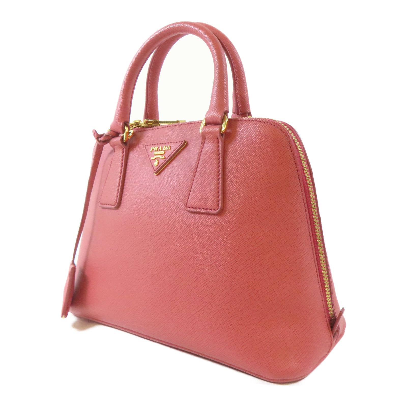 PRADA 牛皮皮革2 Way Shoulder金扣手挽肩背兩用袋粉紅色